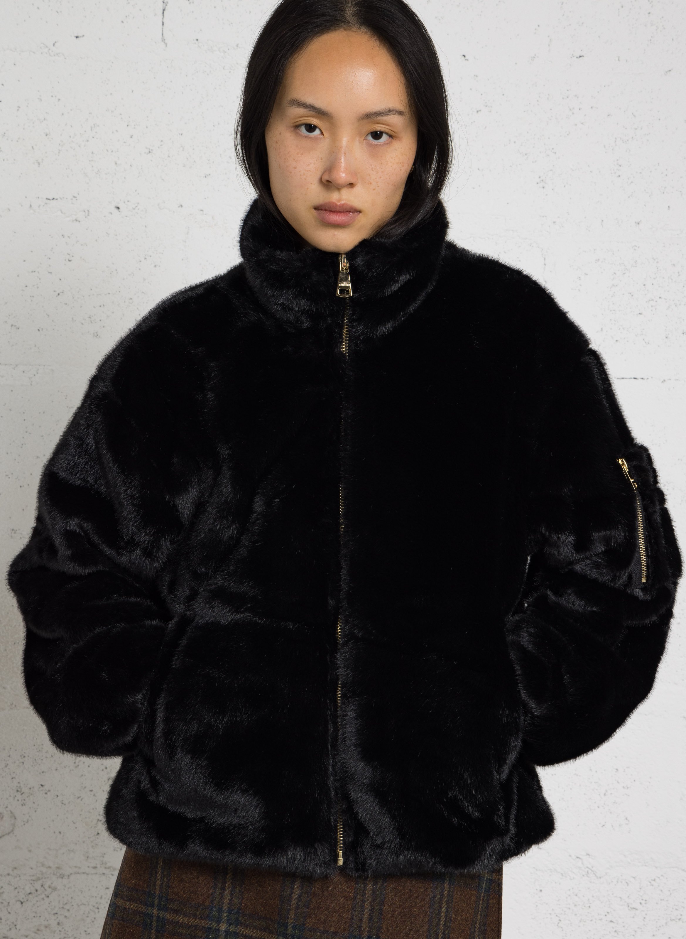 Jacket with faux fur high collar BOMBERS ORIGINAL
