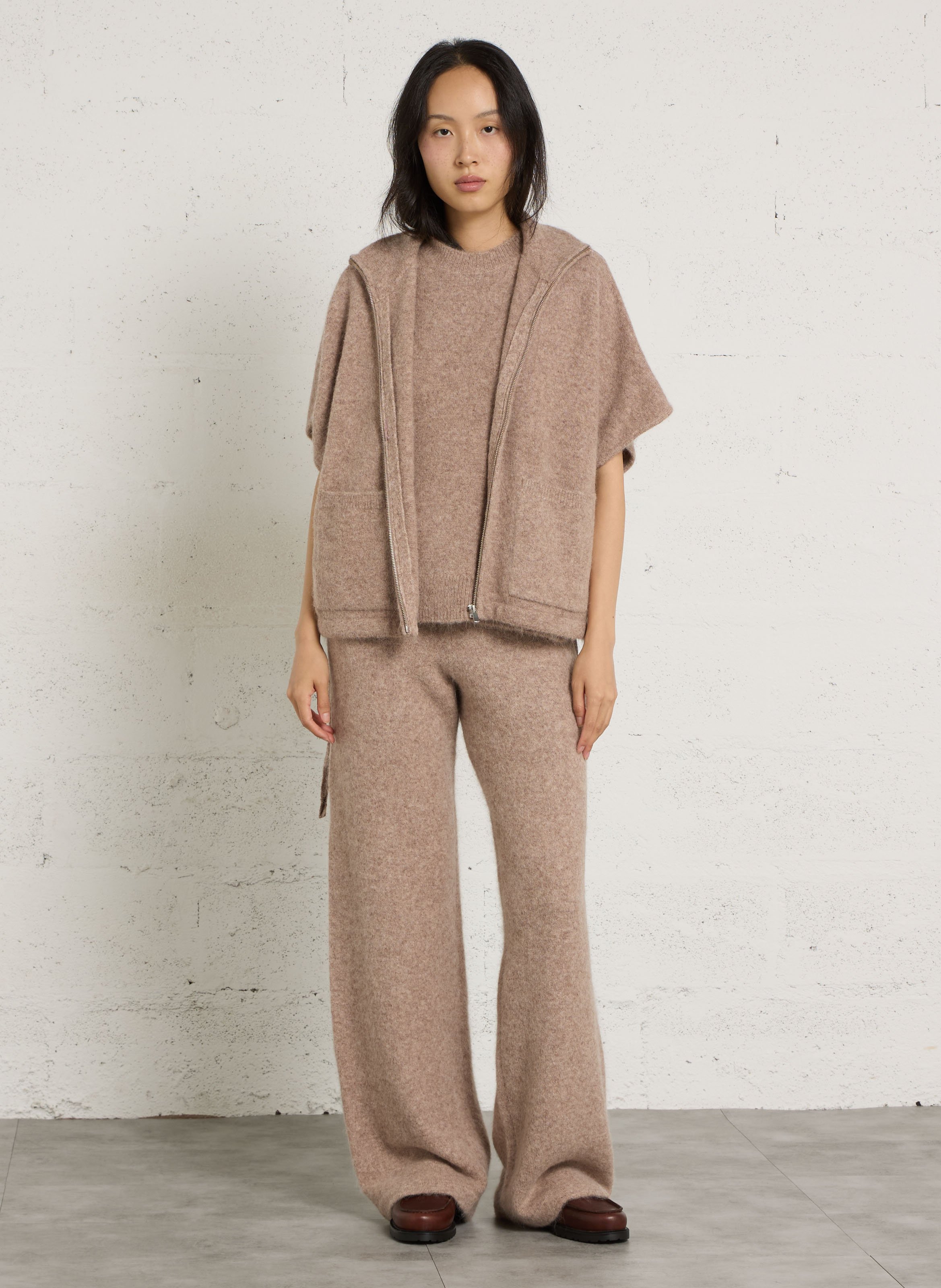 Schlaghose aus Wollmix MAJESTIC FILATURES Beige