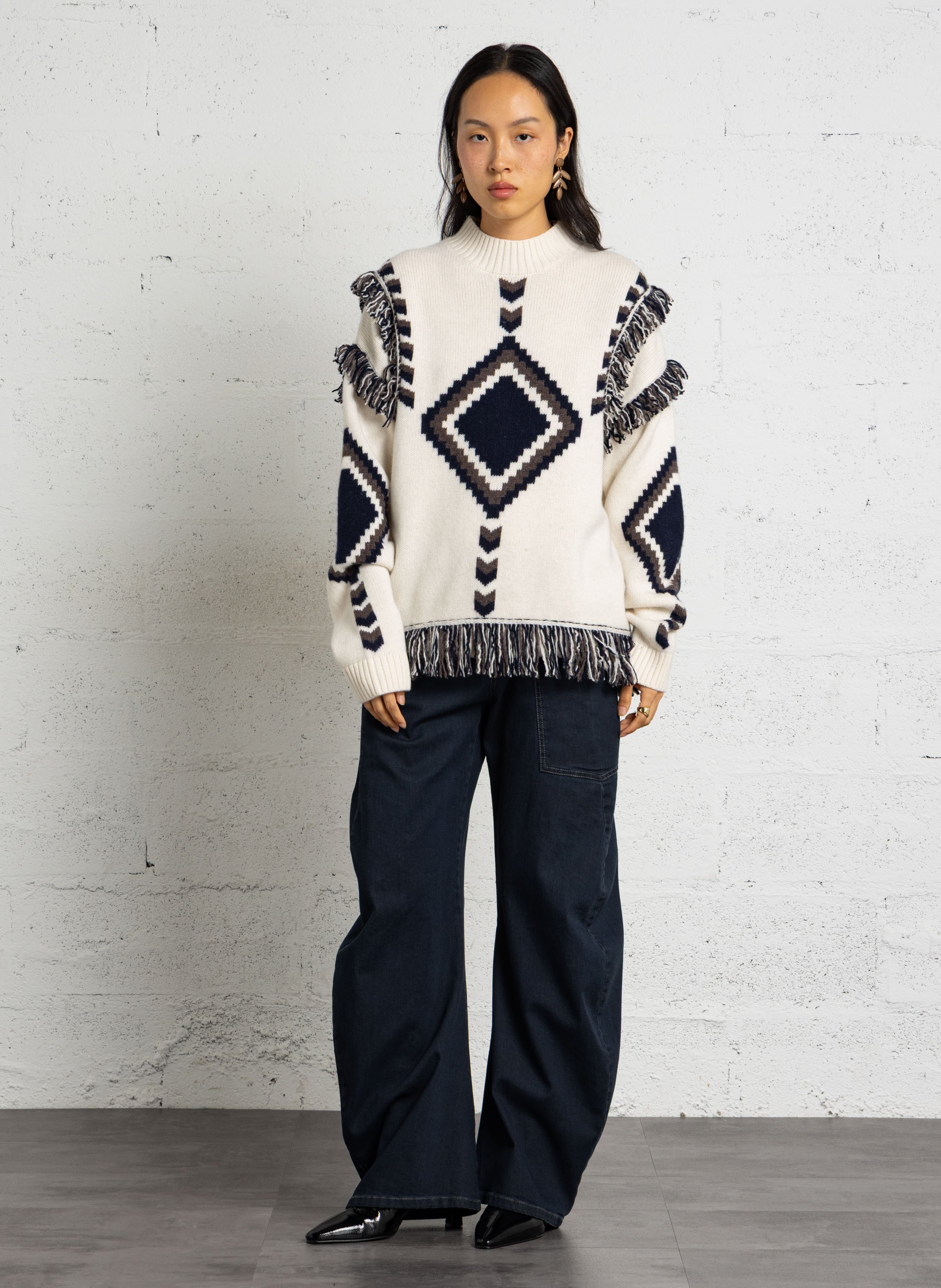 Round-neck wool sweater BERENICE Brown