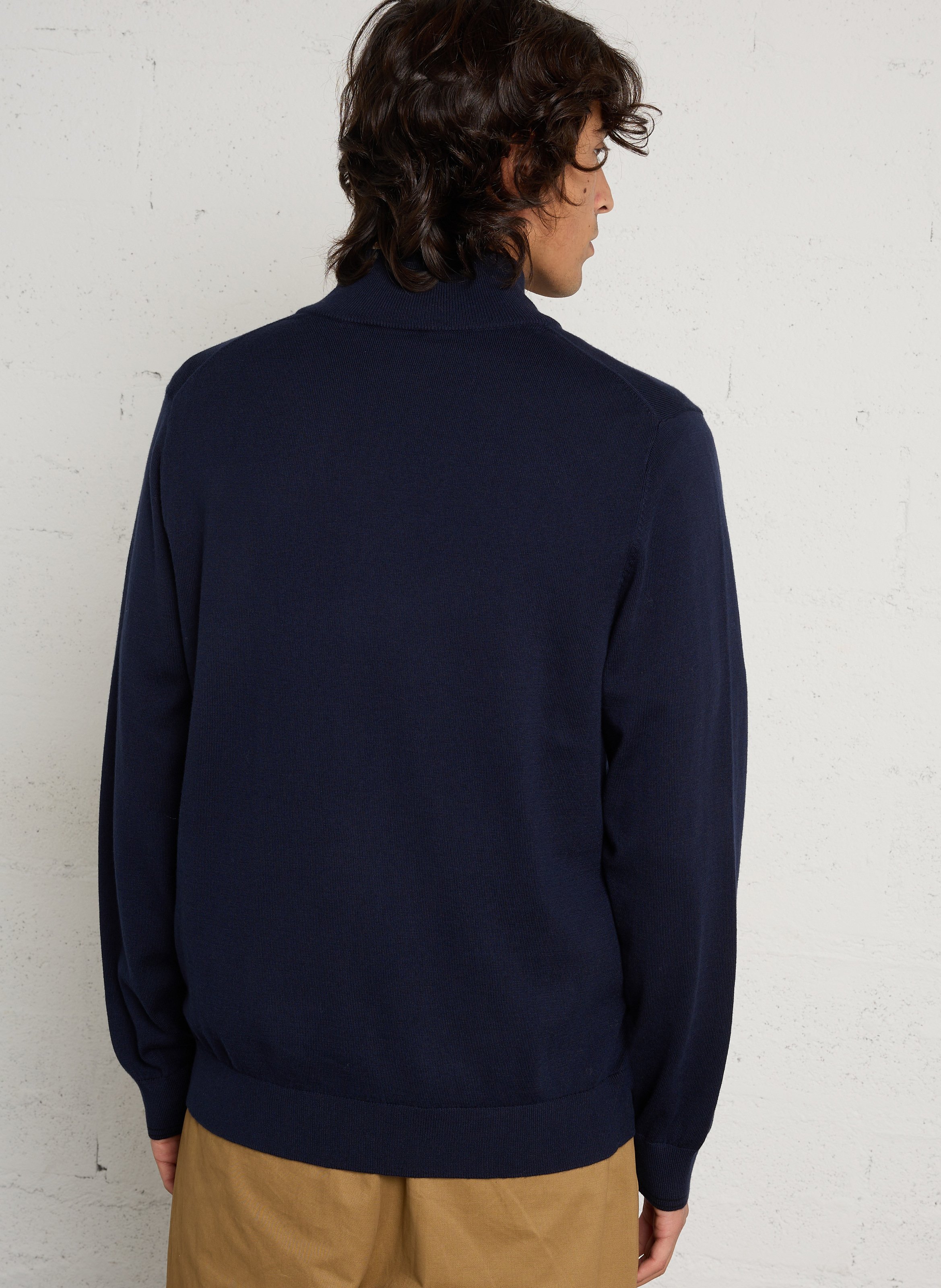 Solid color zip-up high neck sweater PAUL SMITH Blue