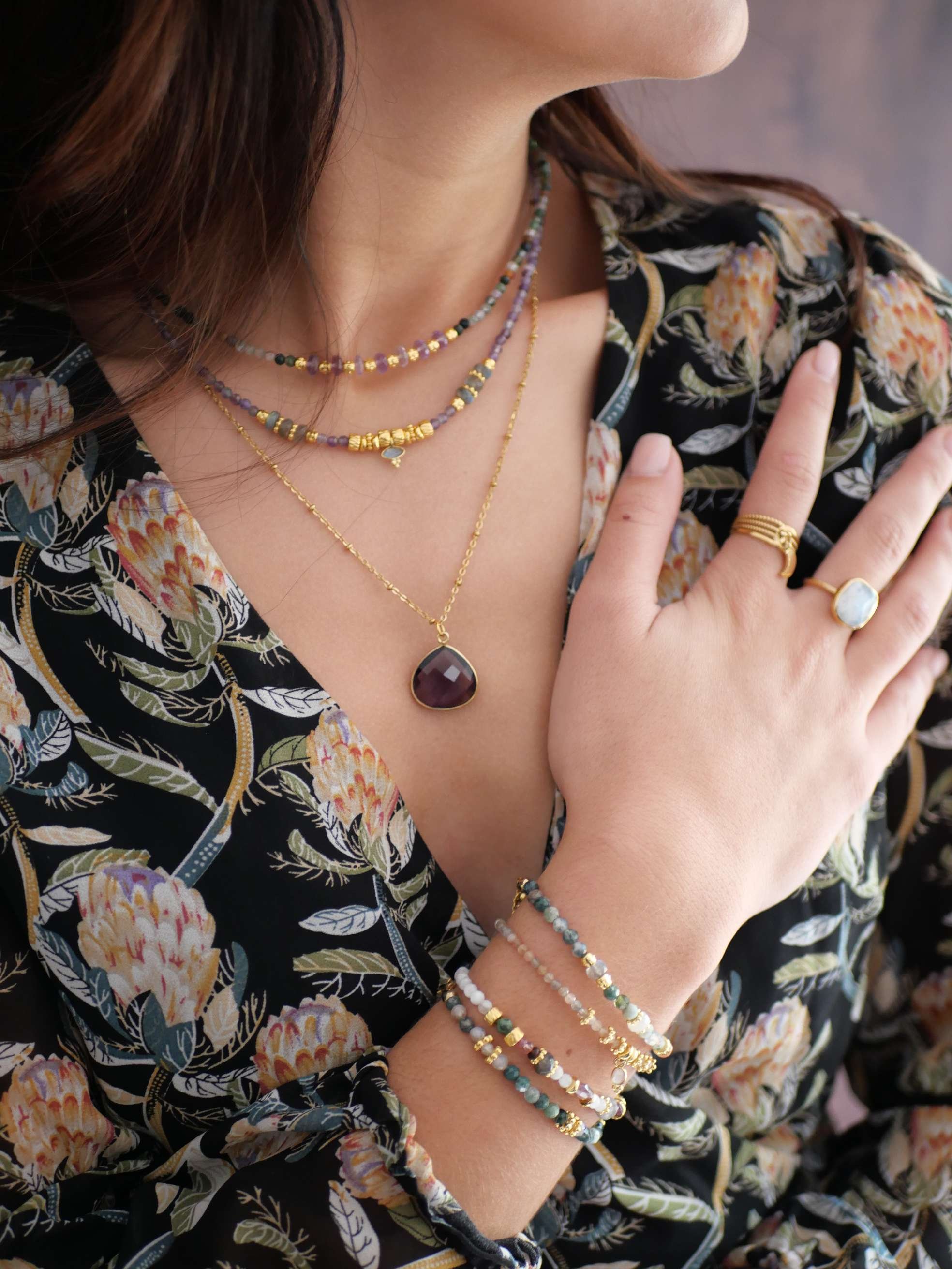 Moonstone and tourmaline bracelet GINANDGER Multicolored