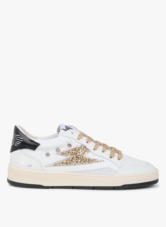 White Low top leather mix sneakers