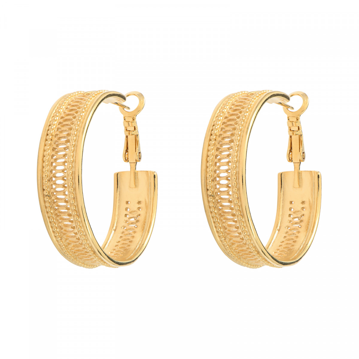 Boucles d'oreilles créoles métal doré à l'or fin noor SATELLITE PARIS Doré