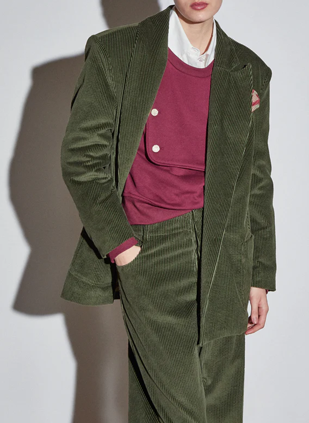 Oversized organic linen blazer THE LABEL EDITION Green