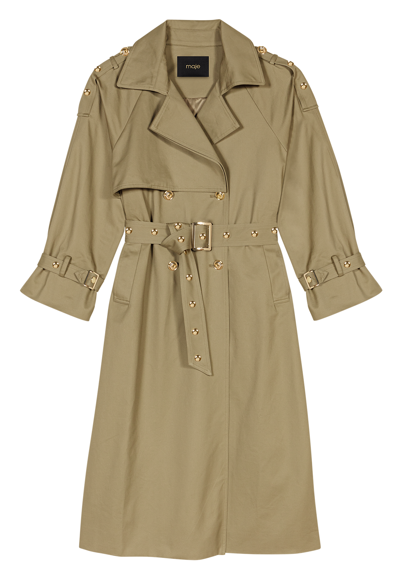 Trench cintrée en coton  MAJE Kaki