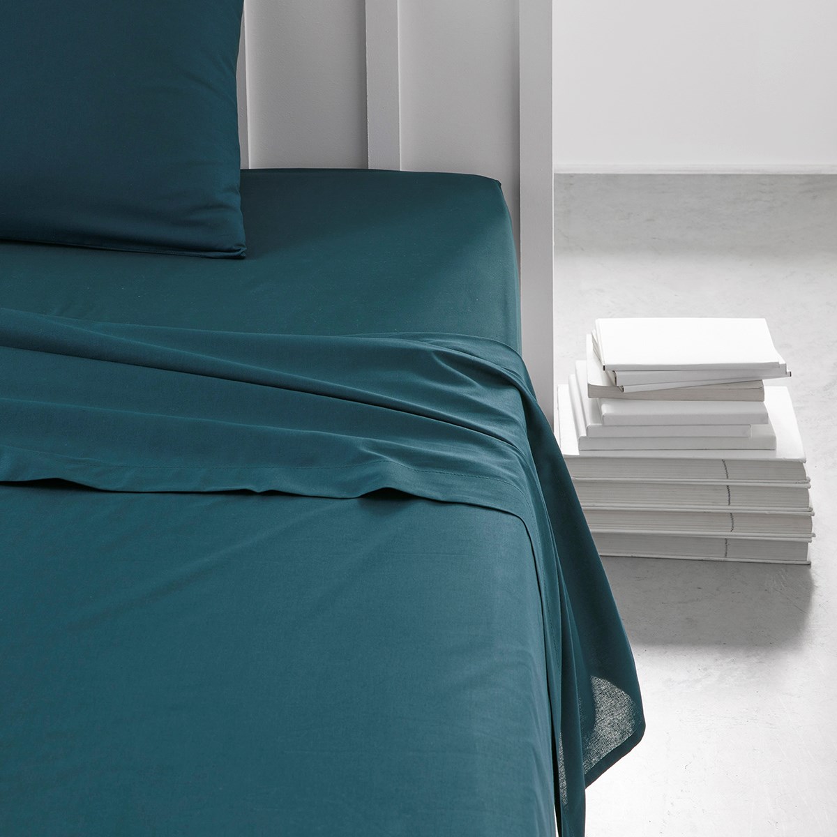 Flat sheet for bed in plain cotton TODAY LINGE DE MAISON Blue