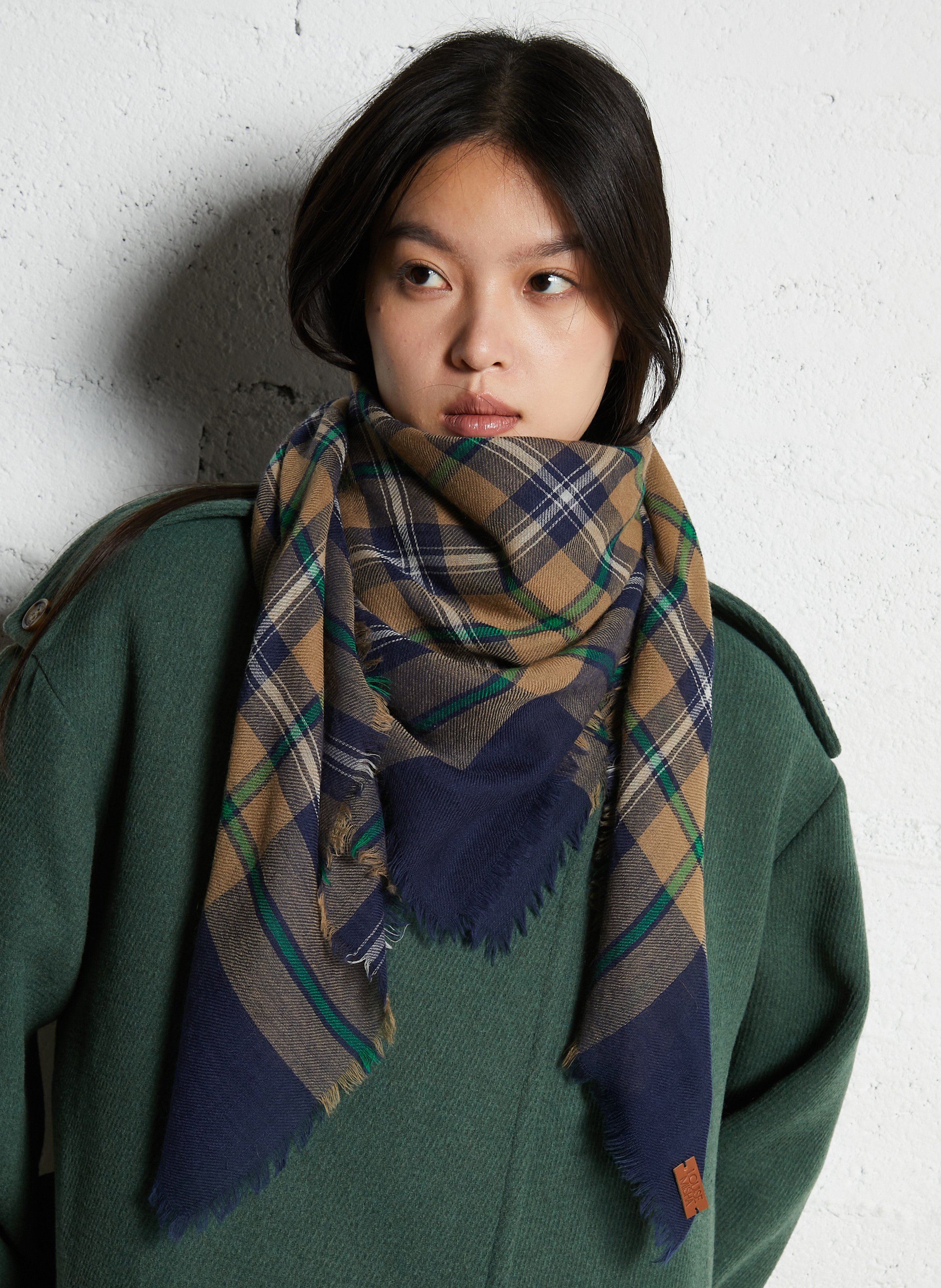 Checked wool scarf LOUISE MISHA Blue