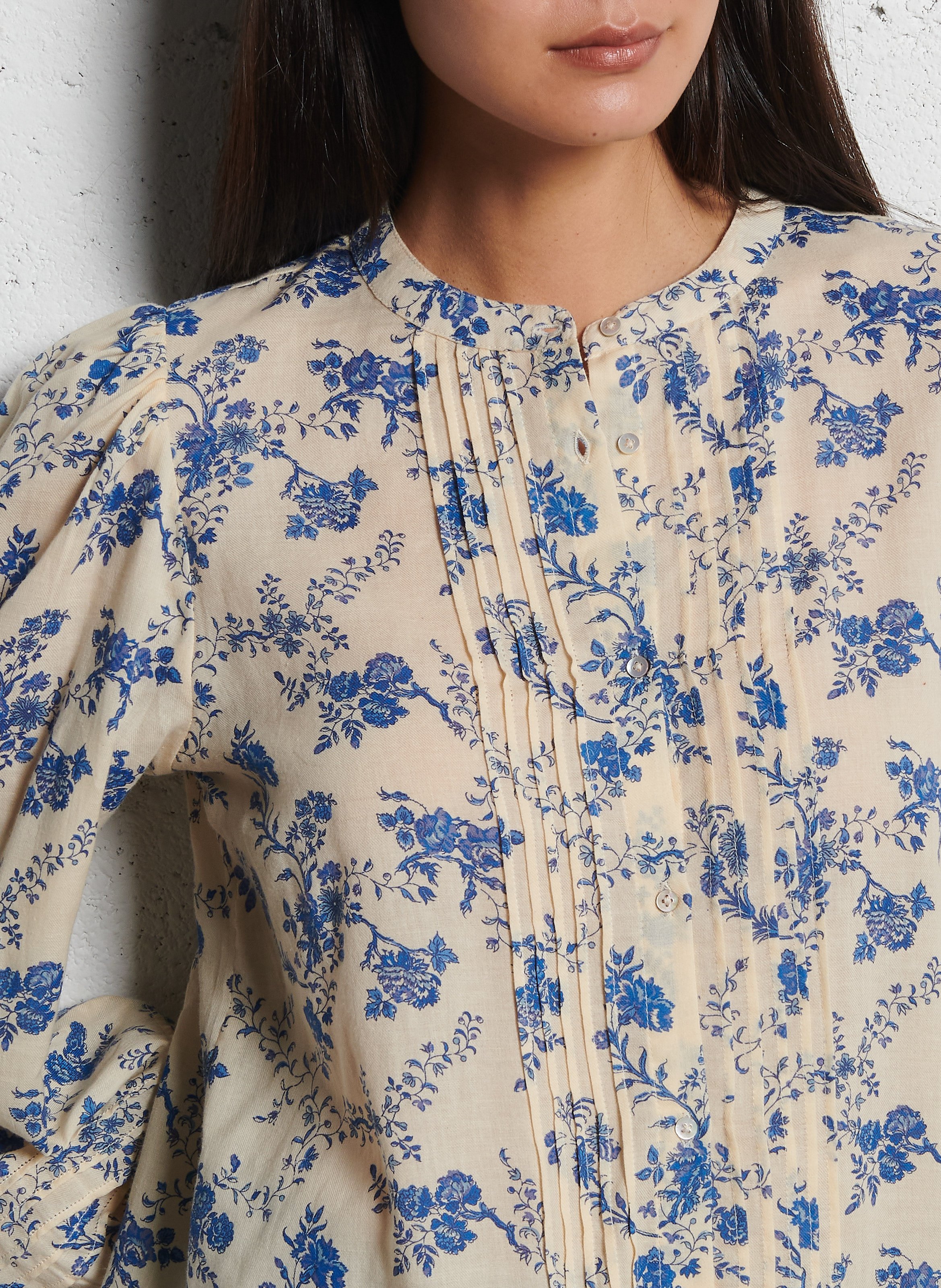 Baumwollbluse mit Rundhalsausschnitt EMILE ET IDA Blau