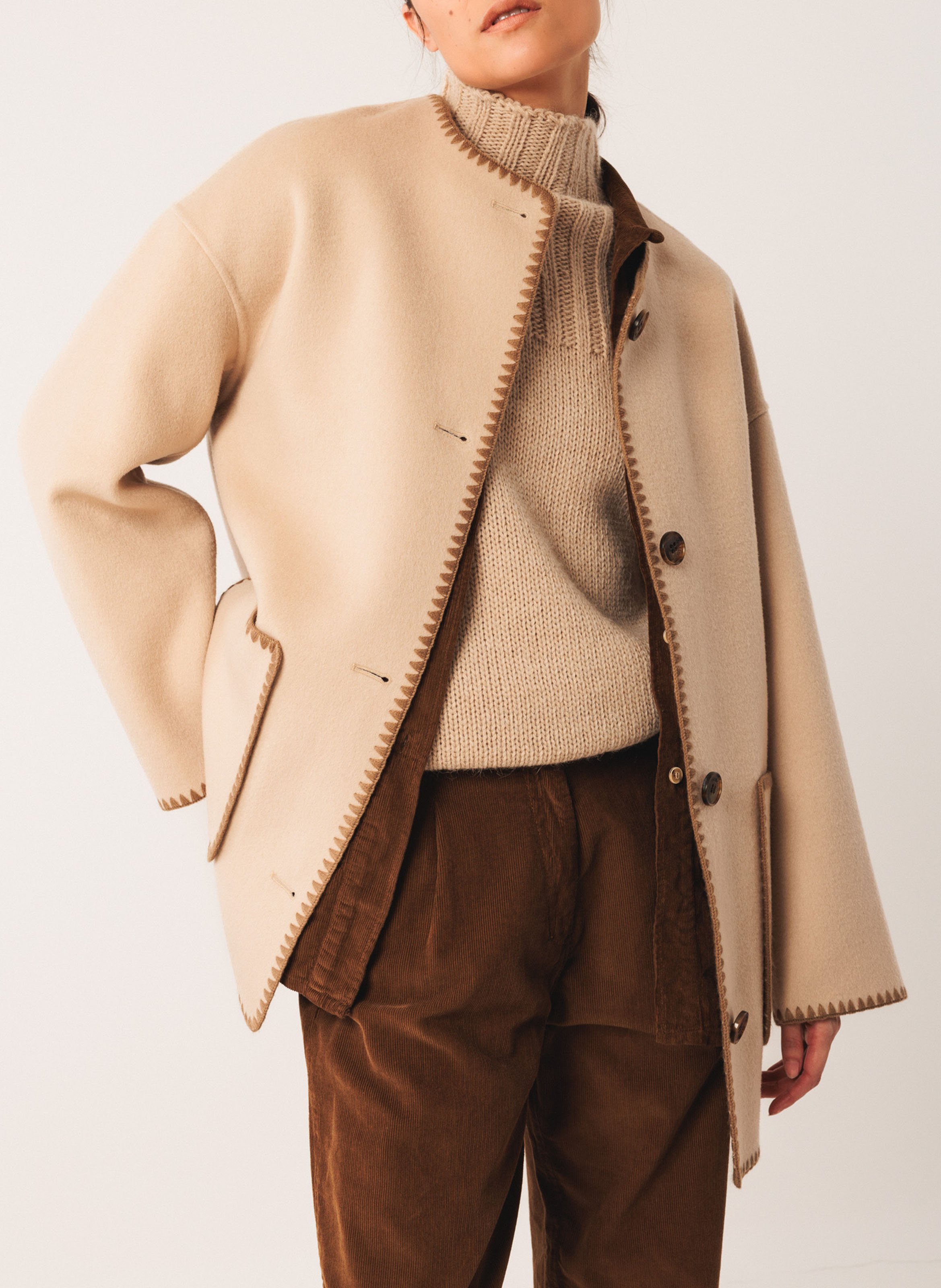 Veste droite en laine mélangée INDI & COLD Argent