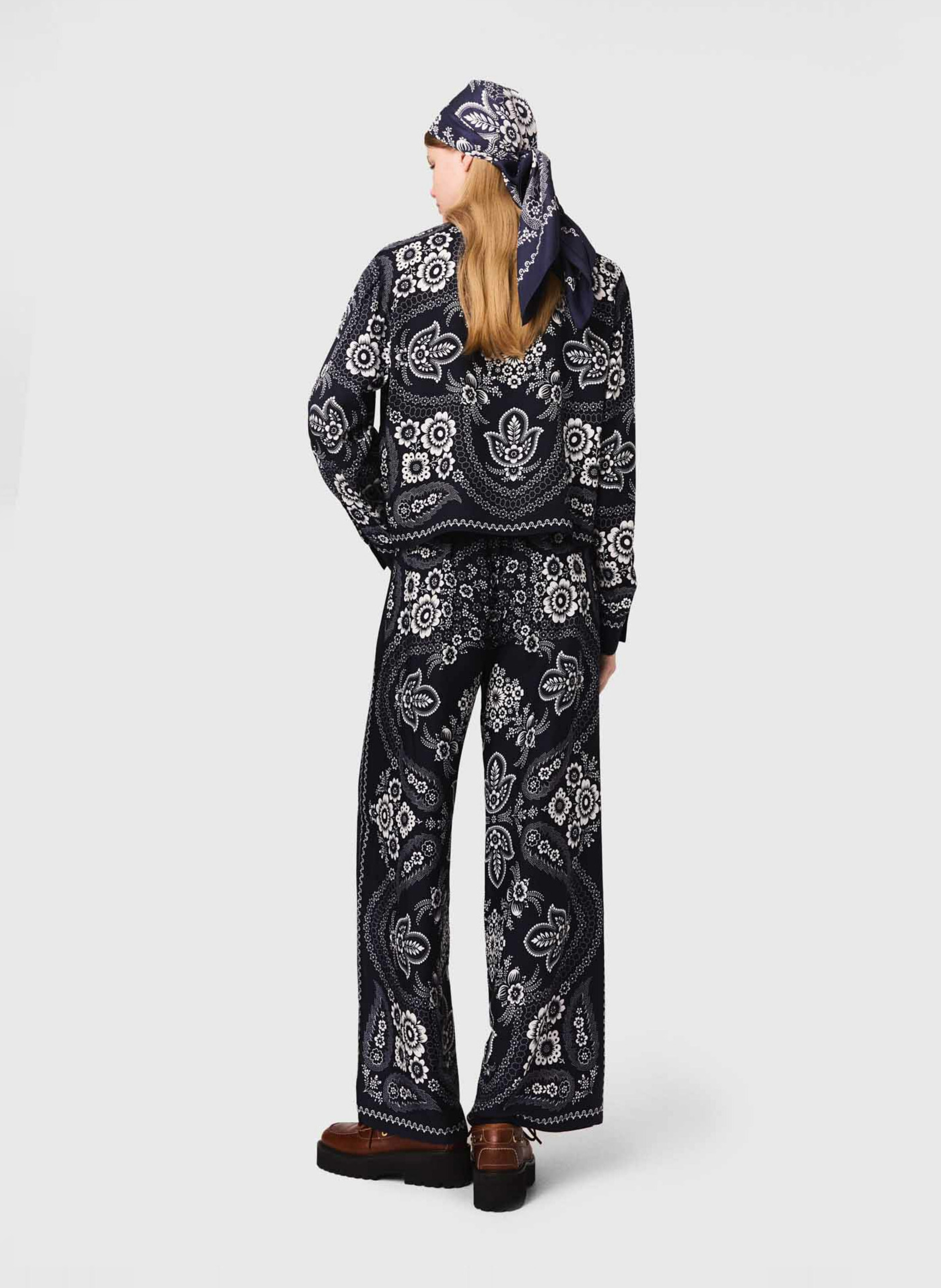 Fluid wide-leg printed pants MAJE Blue