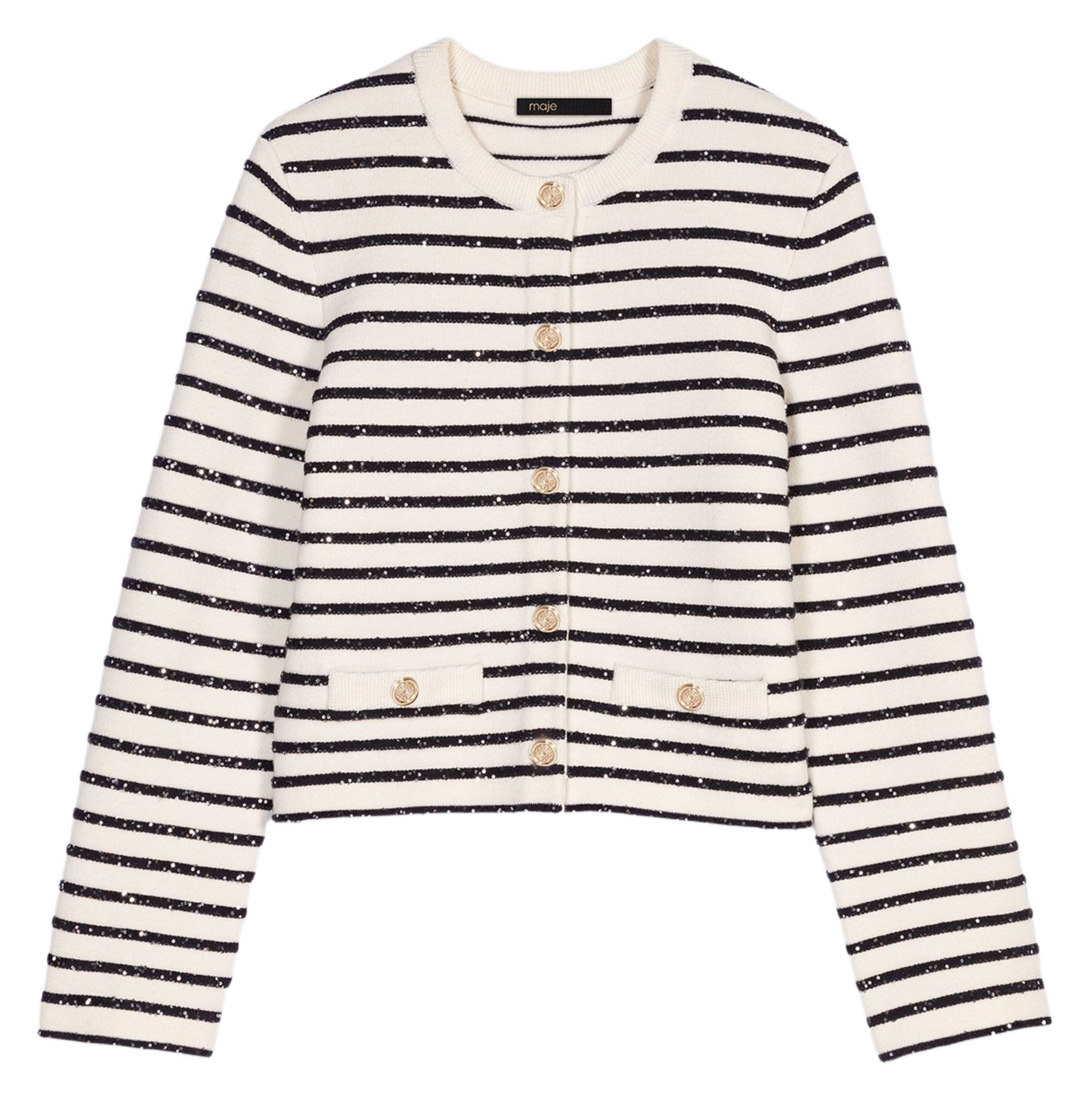 Round neck striped vest MAJE White