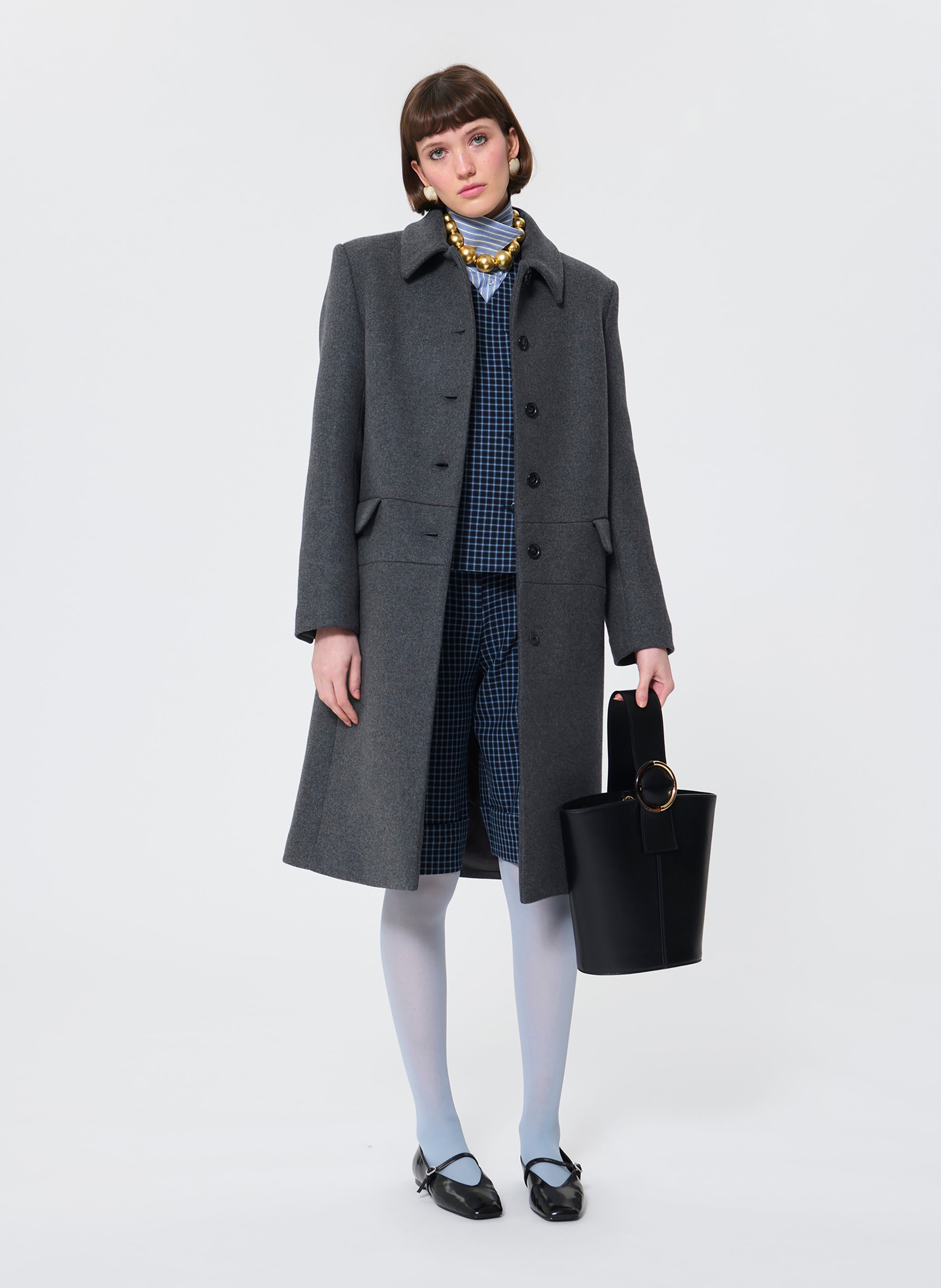 Straight wool-blend coat with classic collar TARA JARMON Grey