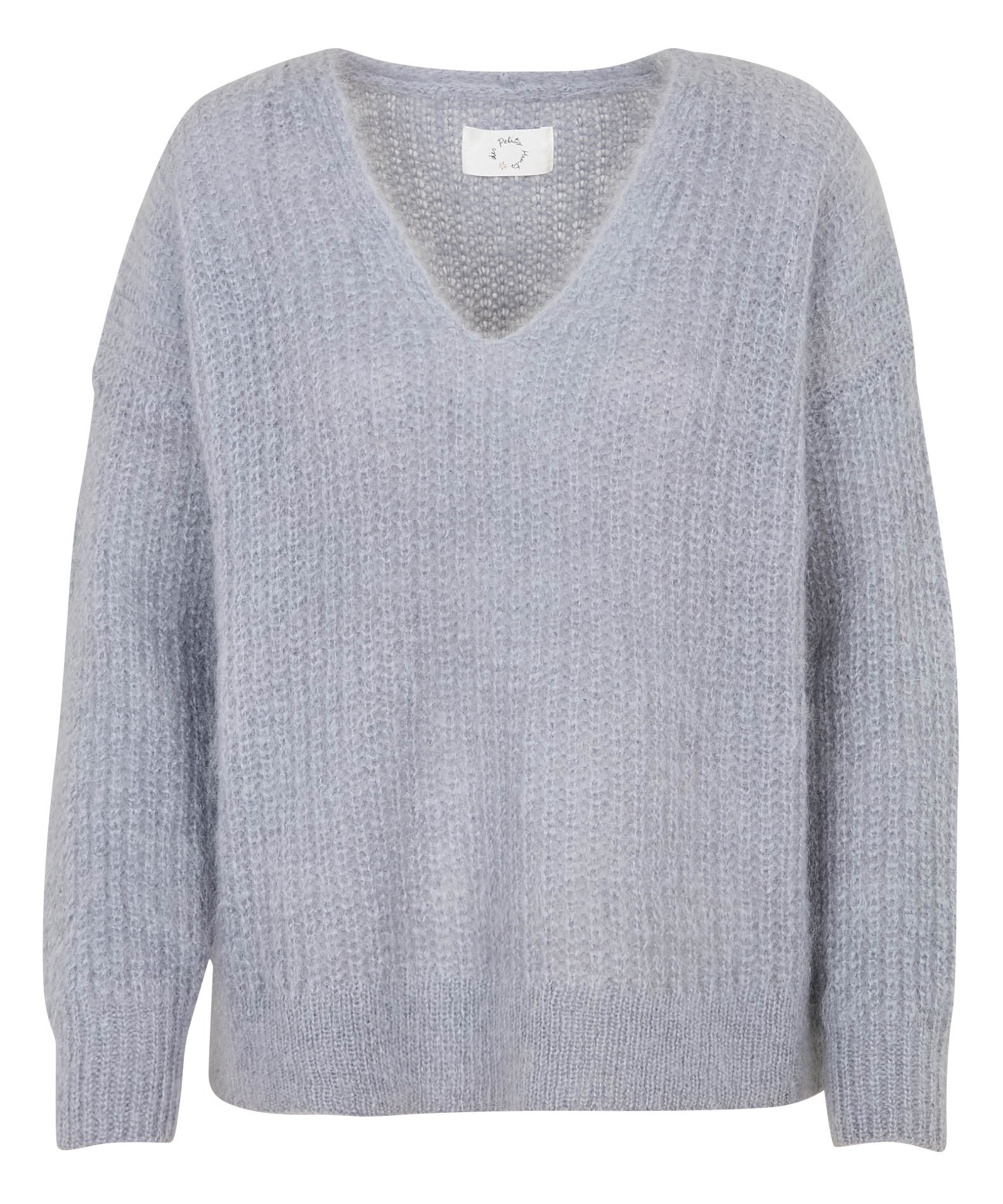 Pull col V en laine mélangée DES PETITS HAUTS Gris