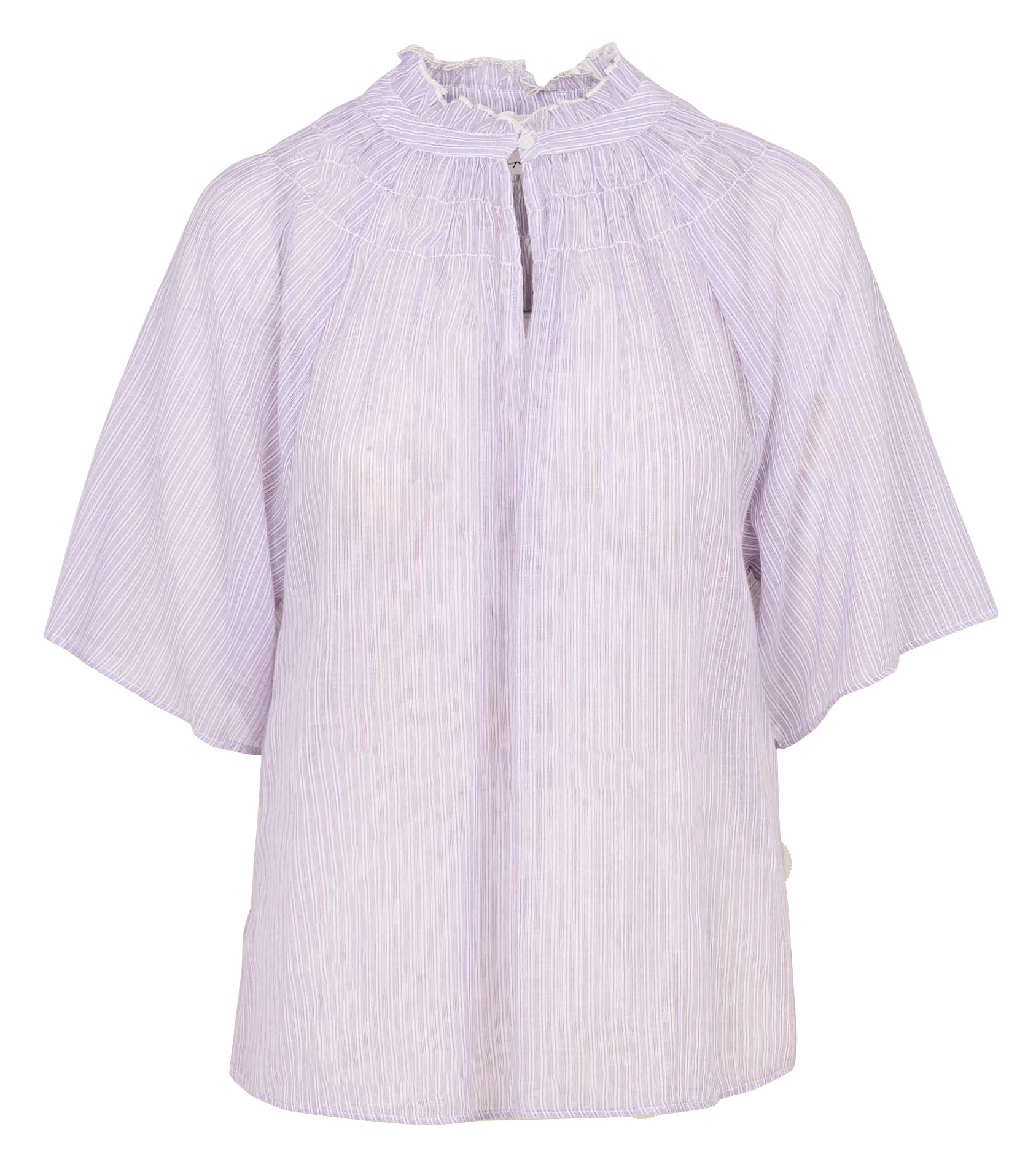 Loose-fit high-neck cotton blouse SUD EXPRESS Purple