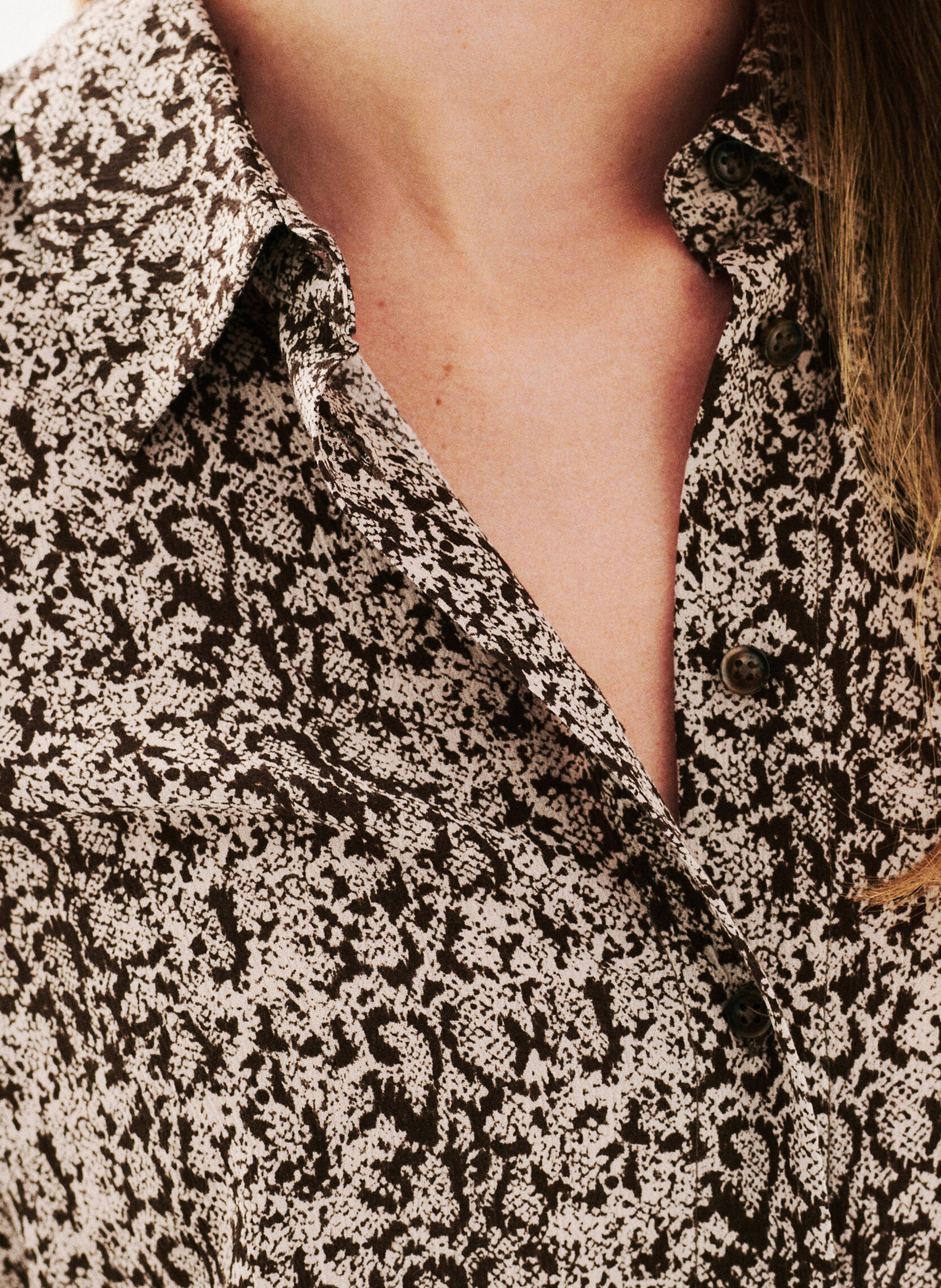 Chemise col classique imprimée CAROLL Beige