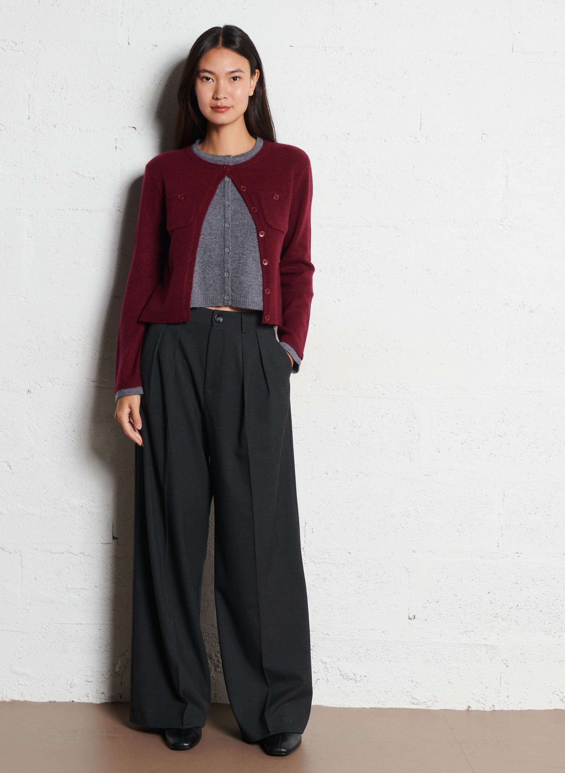 High-waisted wide-leg pleated pants PETITE MENDIGOTE Black