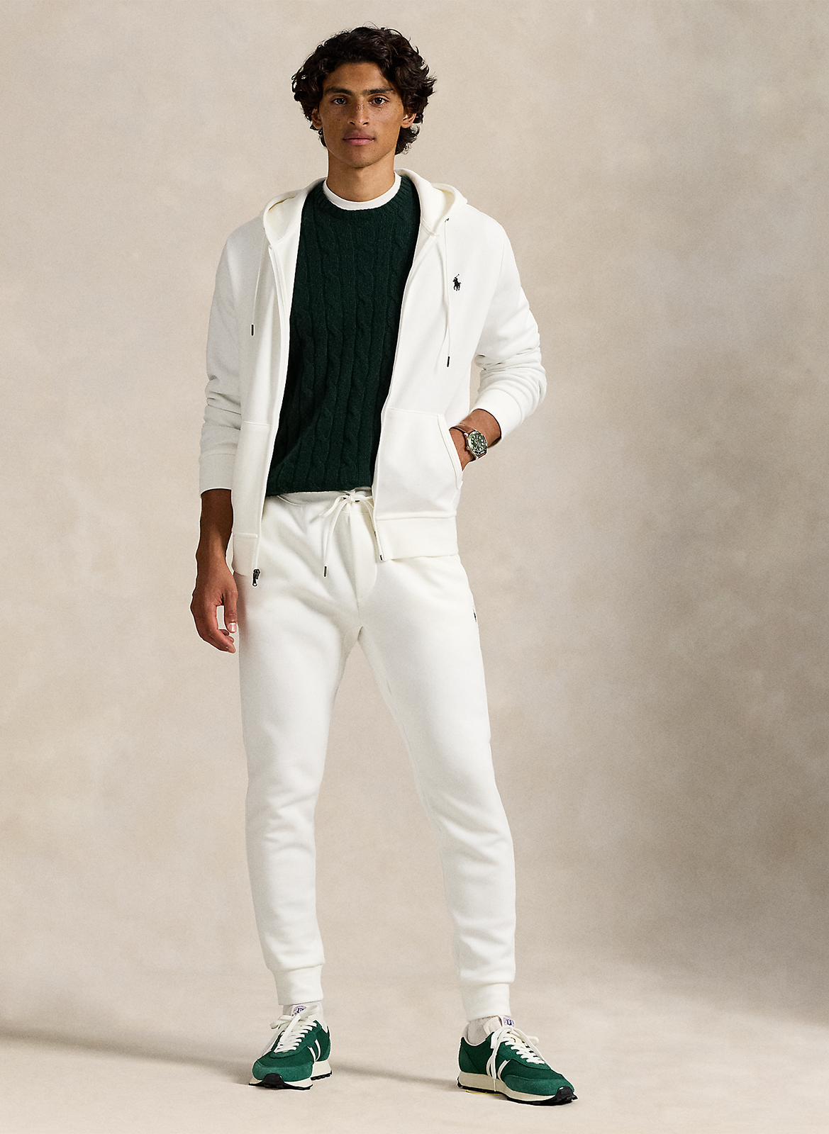 Zip-up soft cotton hoodie POLO RALPH LAUREN White