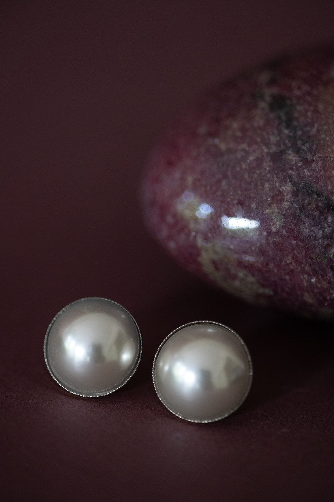 Maxi silver-plated pearl stud earrings MONSIEUR SIMONE Silver