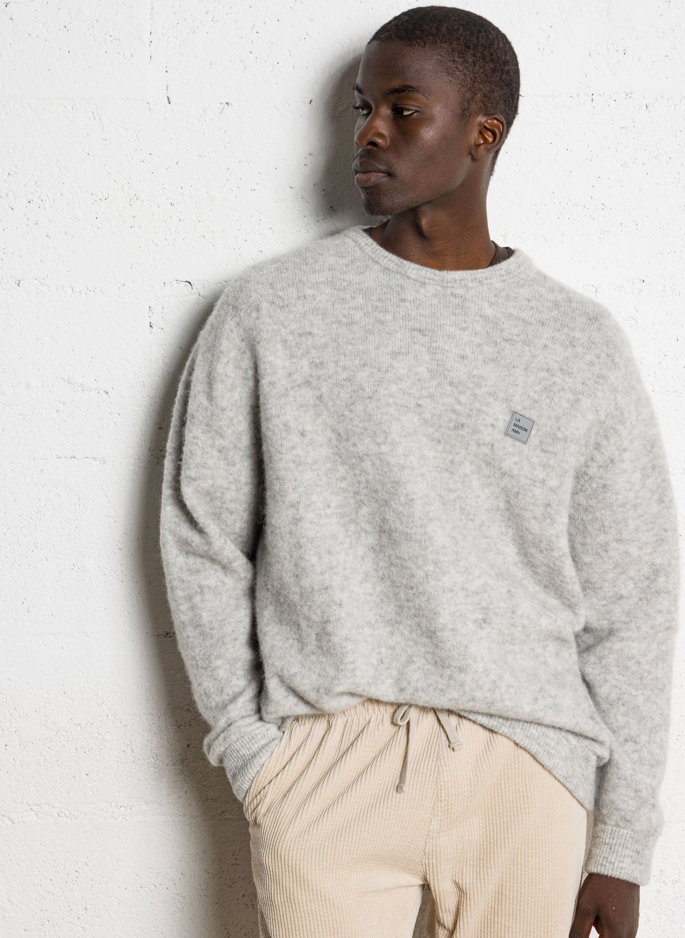 Loose-fit alpaca-blend round-neck sweater AMERICAN VINTAGE Grey