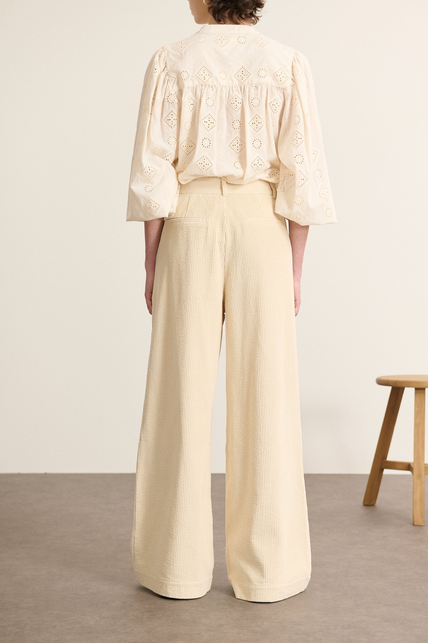 High-waisted wide-leg corduroy trousers with pleats GARANCE PARIS White