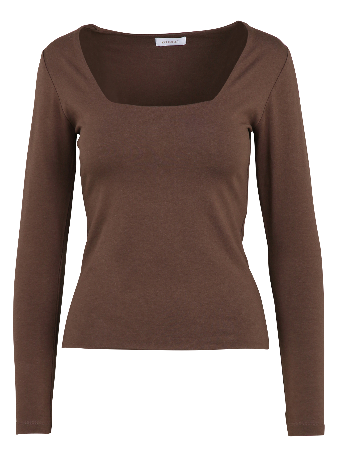 Tee-shirt moulant col carré en coton mélangé KOOKAI