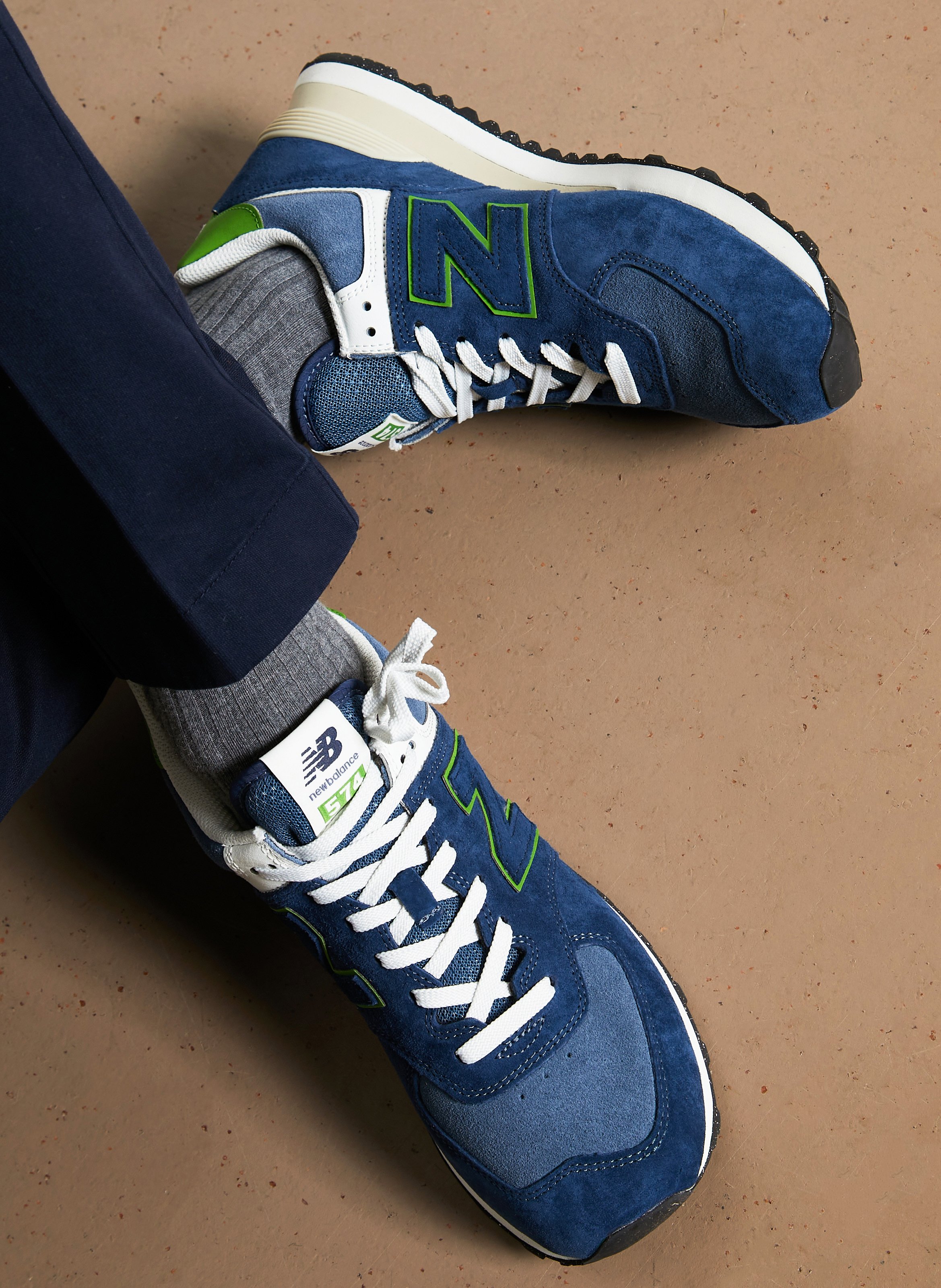 Low-top leather mix sneakers NEW BALANCE Blue