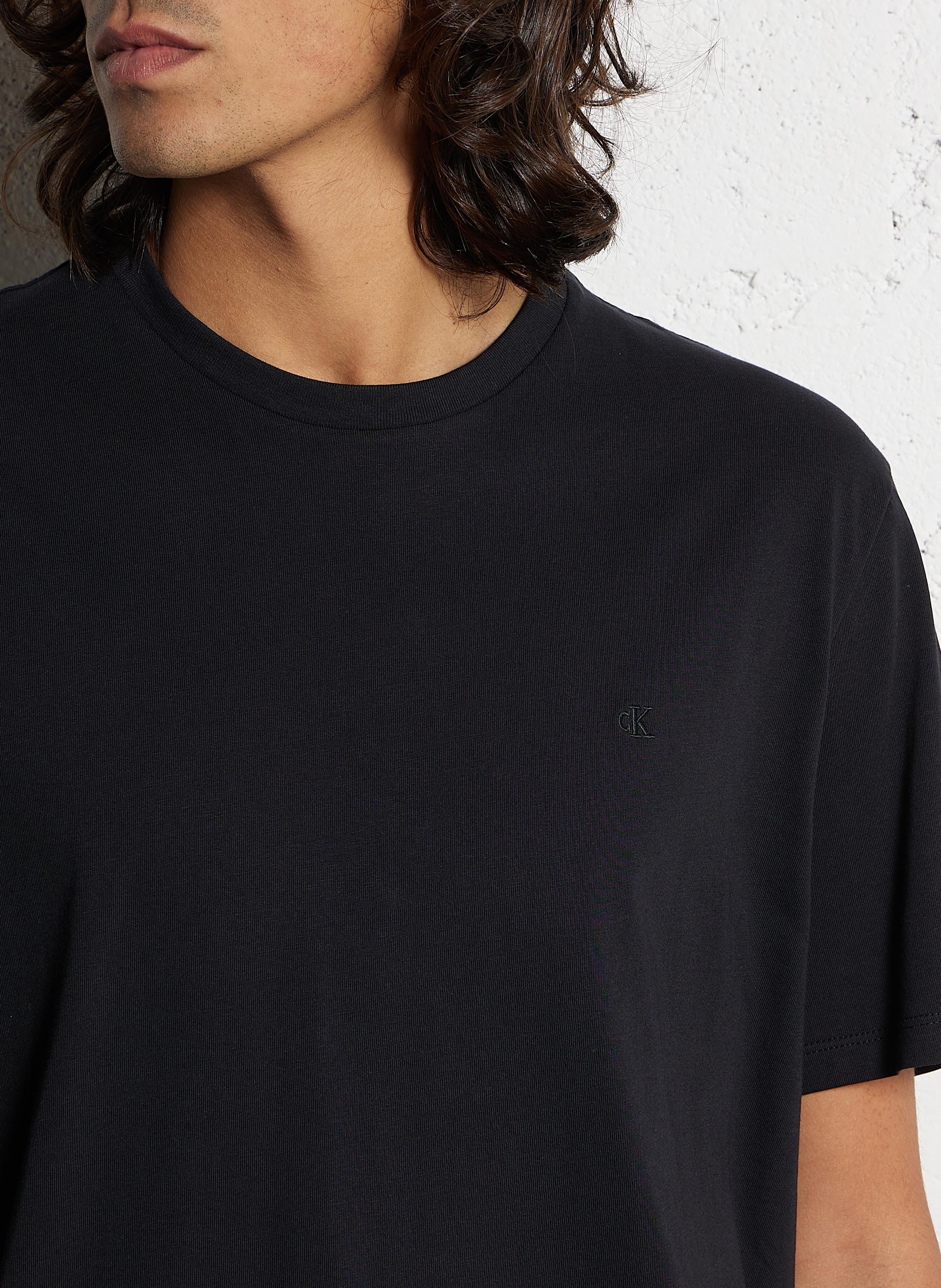 Tee-shirt droit en coton CALVIN KLEIN Noir