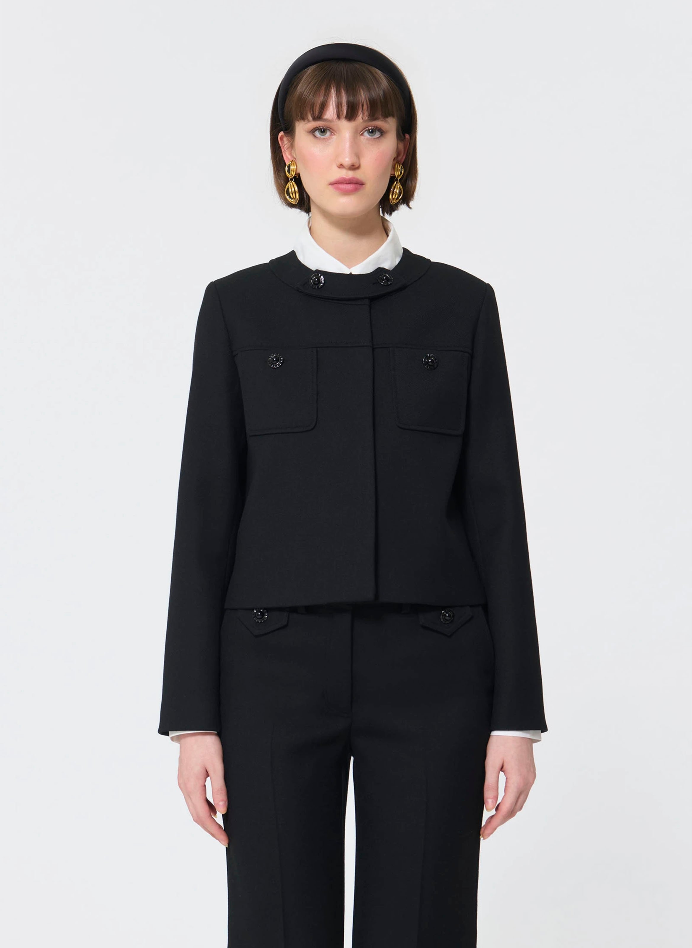 Veste courte manches longues boutonnée TARA JARMON Noir