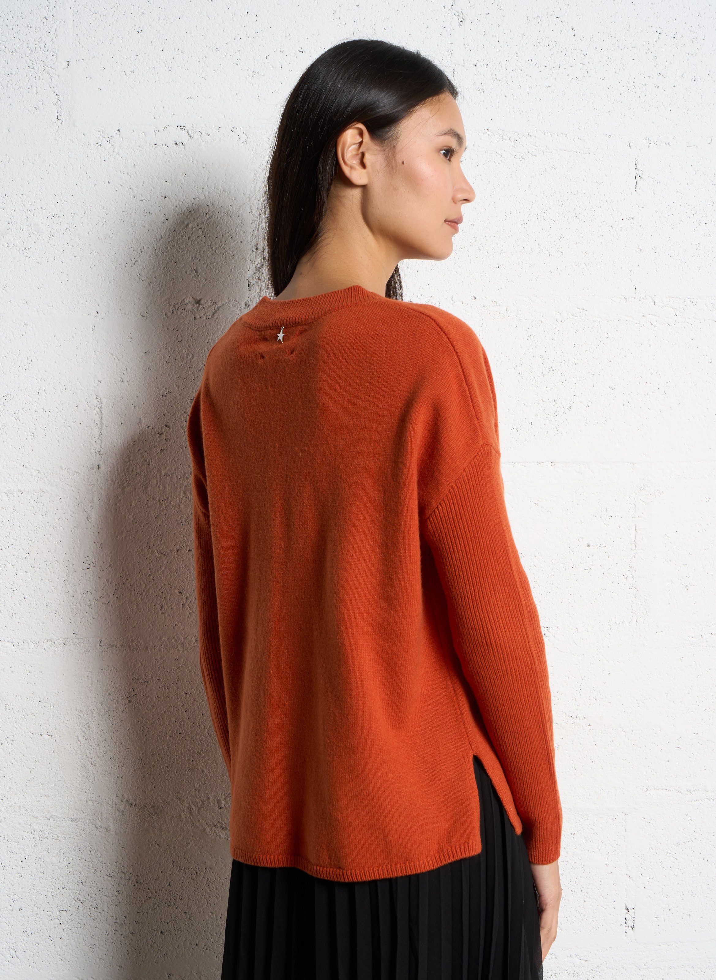 Pull oversize col V en laine SUD EXPRESS Orange