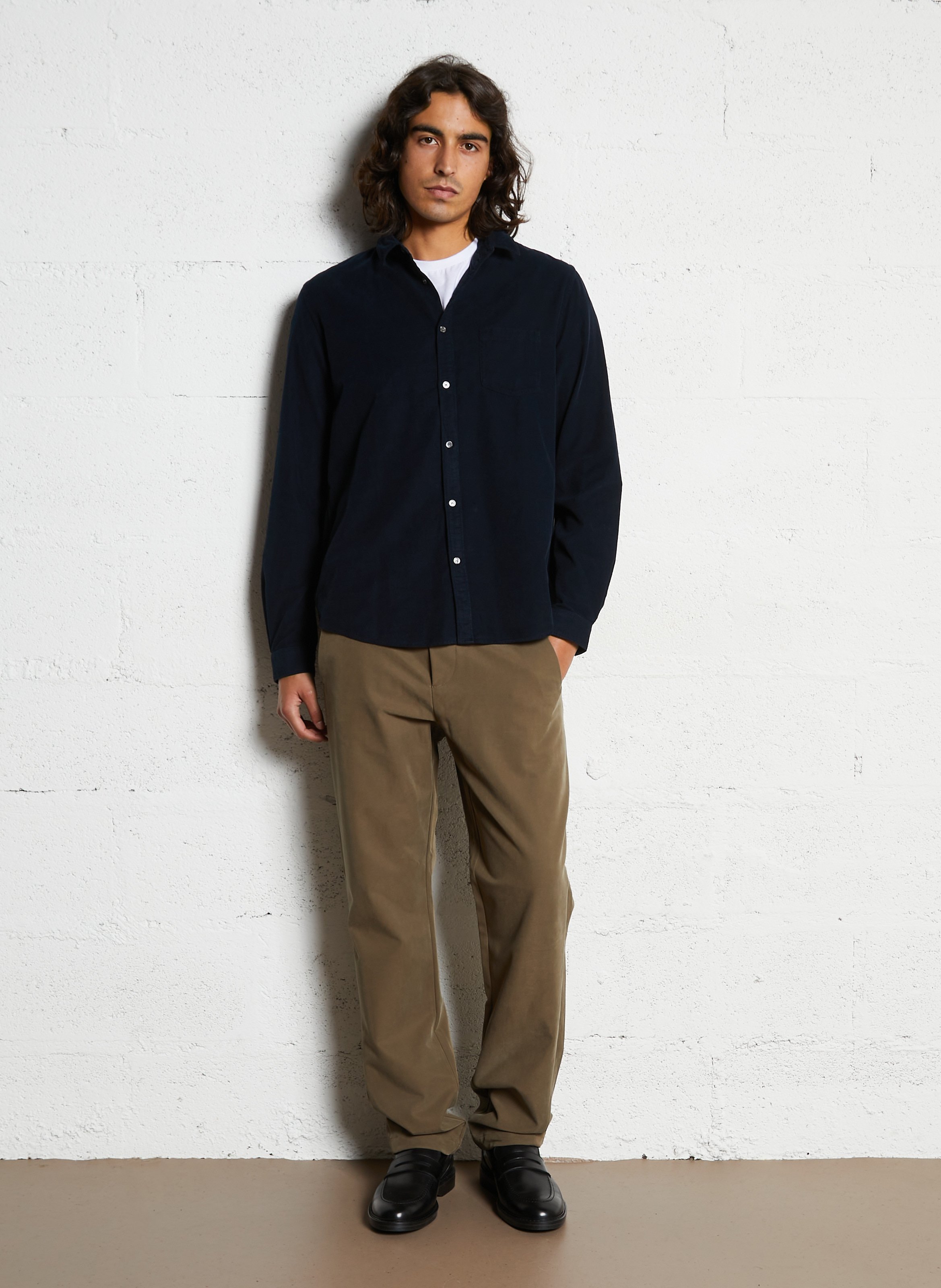 Gerade Knopfleiste aus Samt IKKS Blau