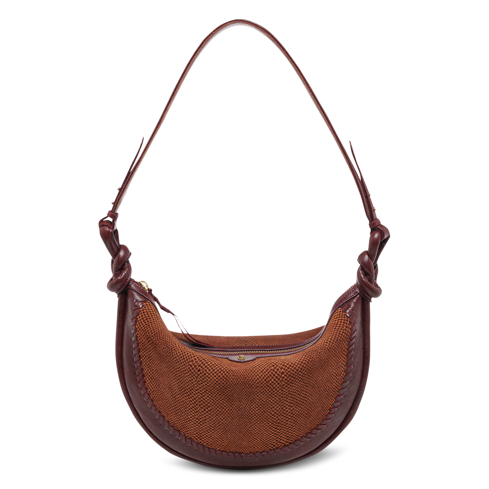 Sac demi-lune en cuir mélangé CLARIS VIROT Rouge