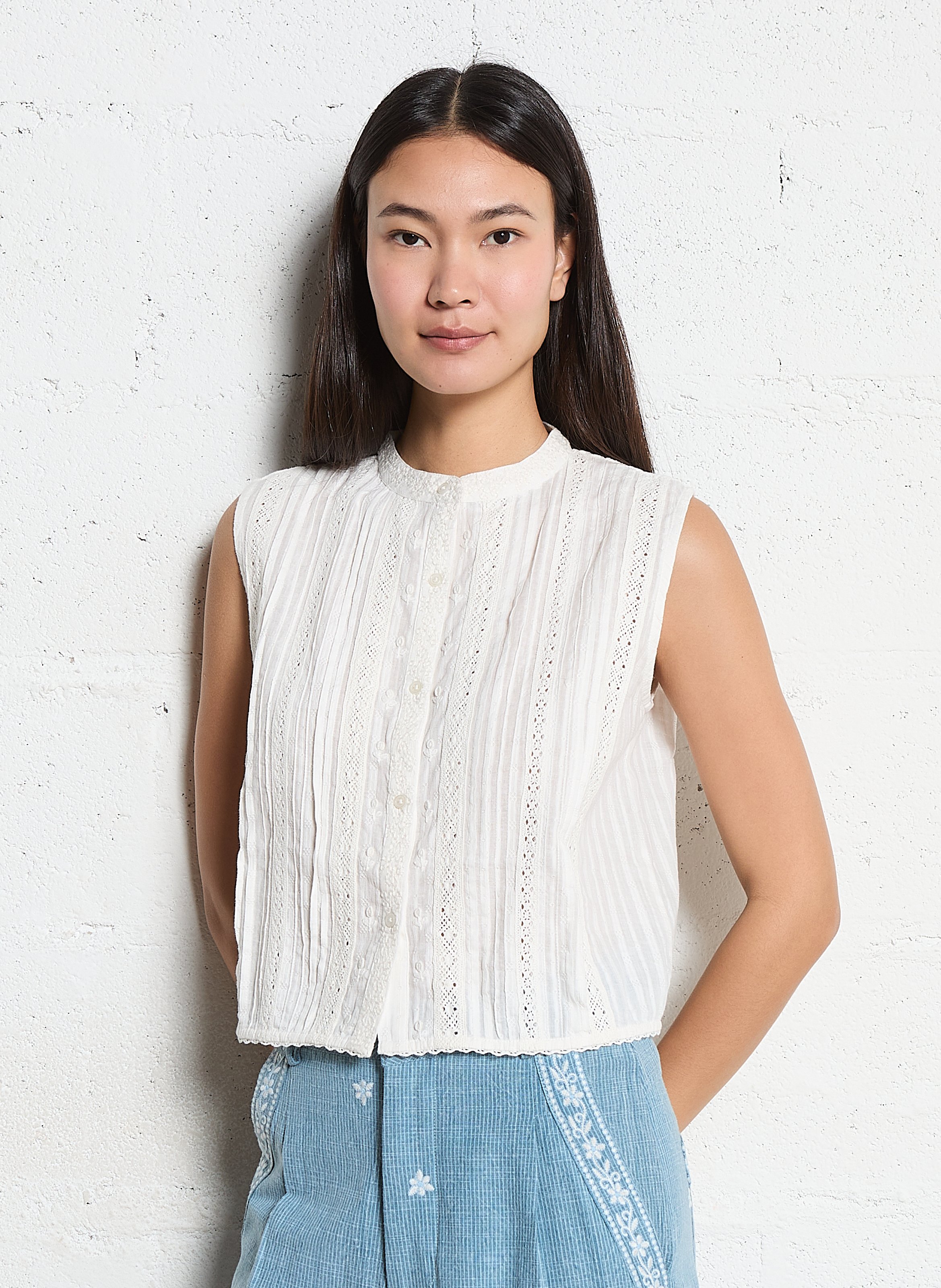 Aimee - Plumetis-Oberteil MAISON HOTEL Weiss