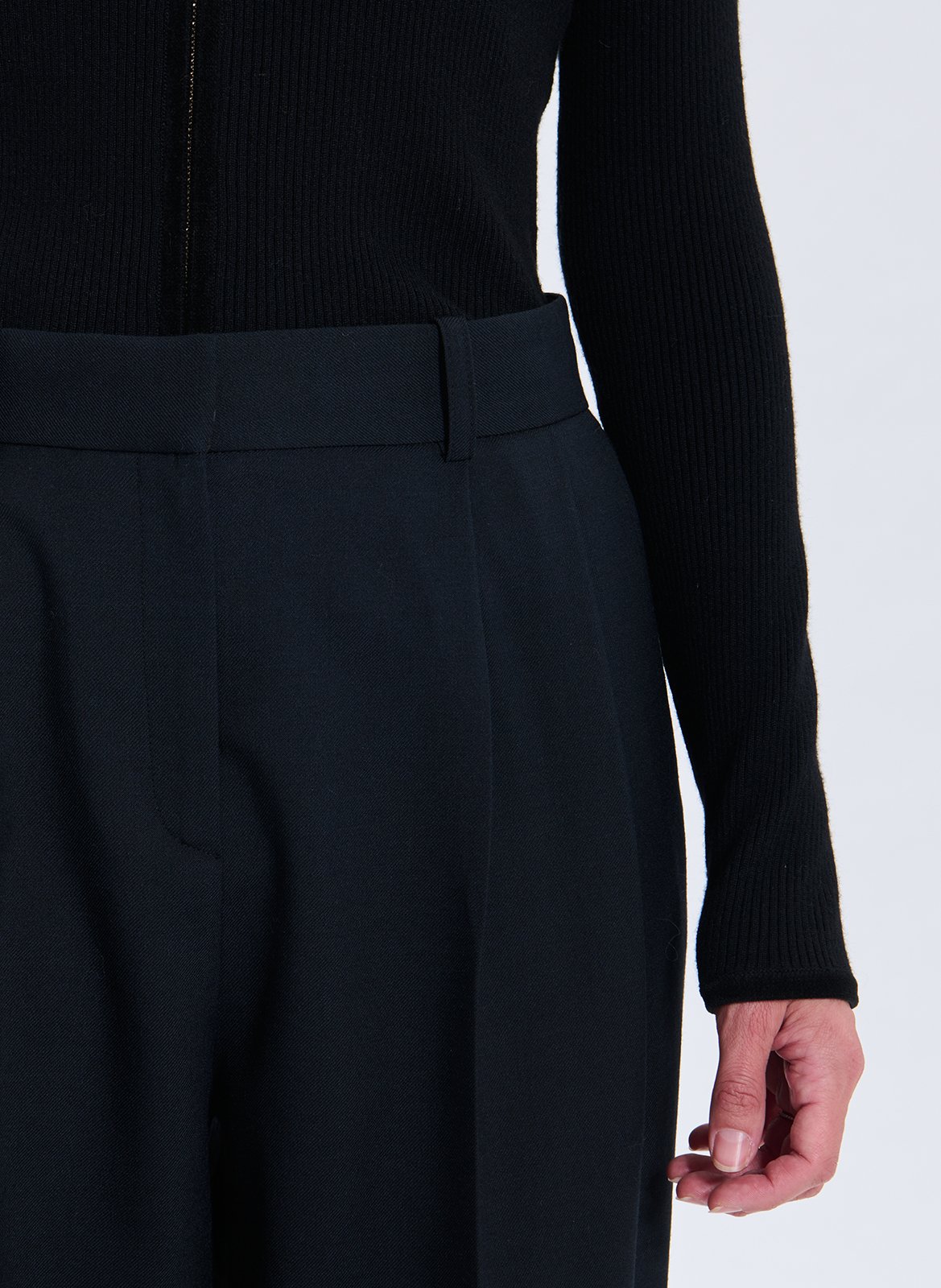 Pantalon droit à pinces taille haute ZAPA Noir