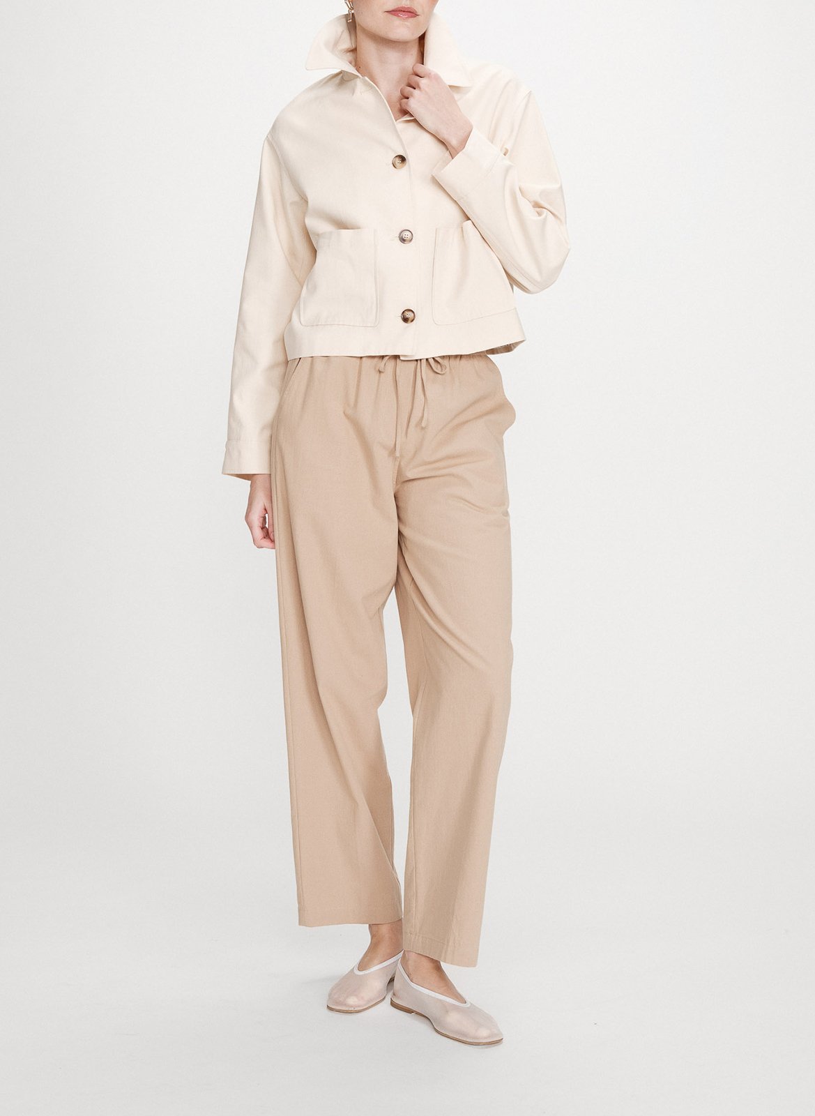 Cotton-blend coat with classic collar GRACE ET MILA White