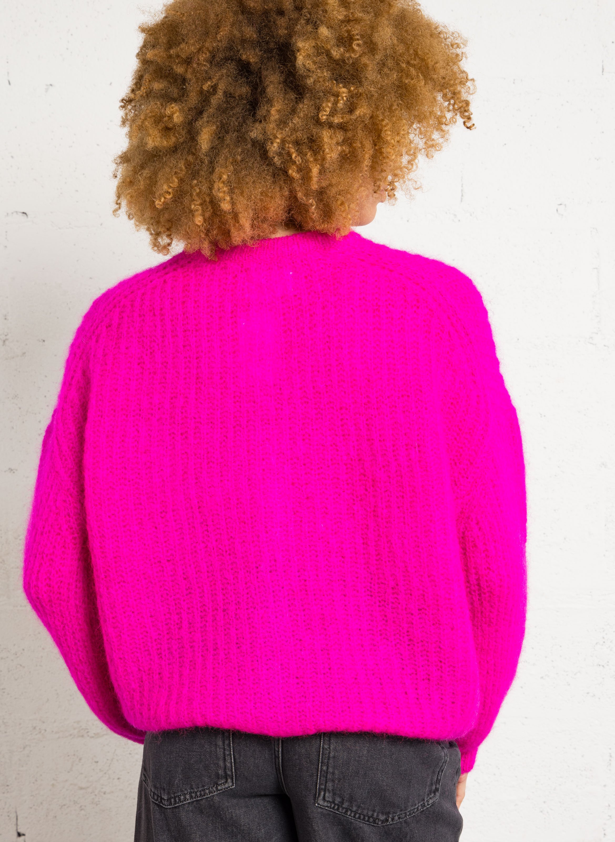 Oversized buttoned cardigan in mixed mohair DES PETITS HAUTS Pink
