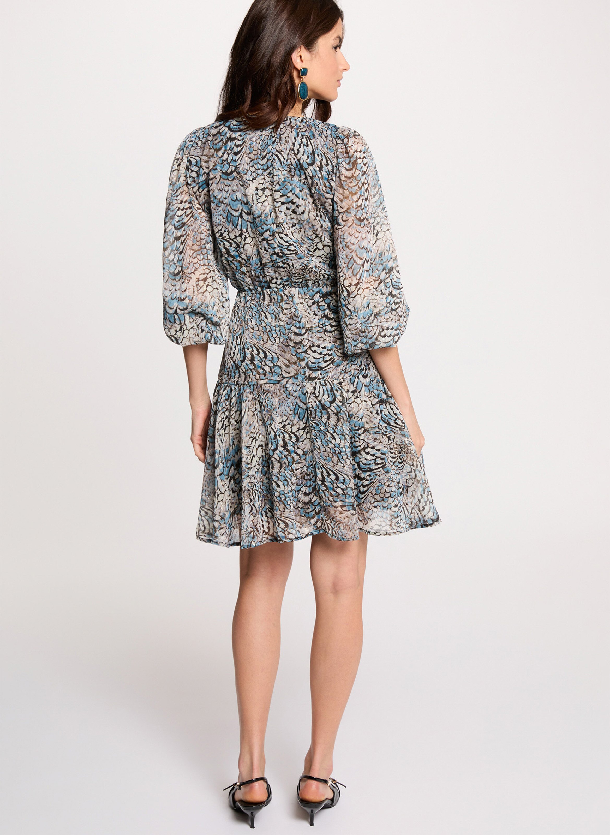 Robe courte col V ample imprimée MORGAN Multicolore