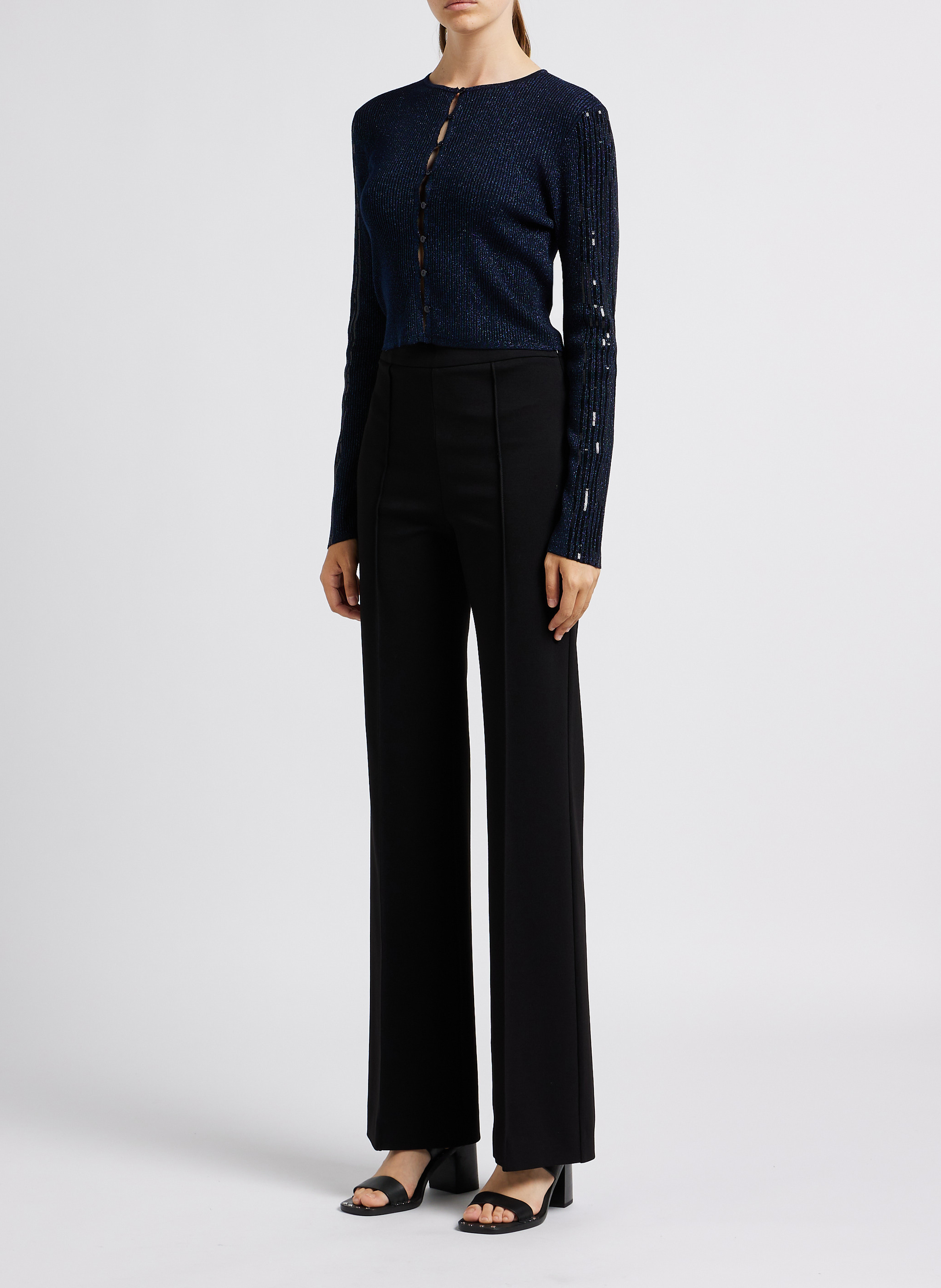 Round-neck cardigan with decorative details TWINSET Blue