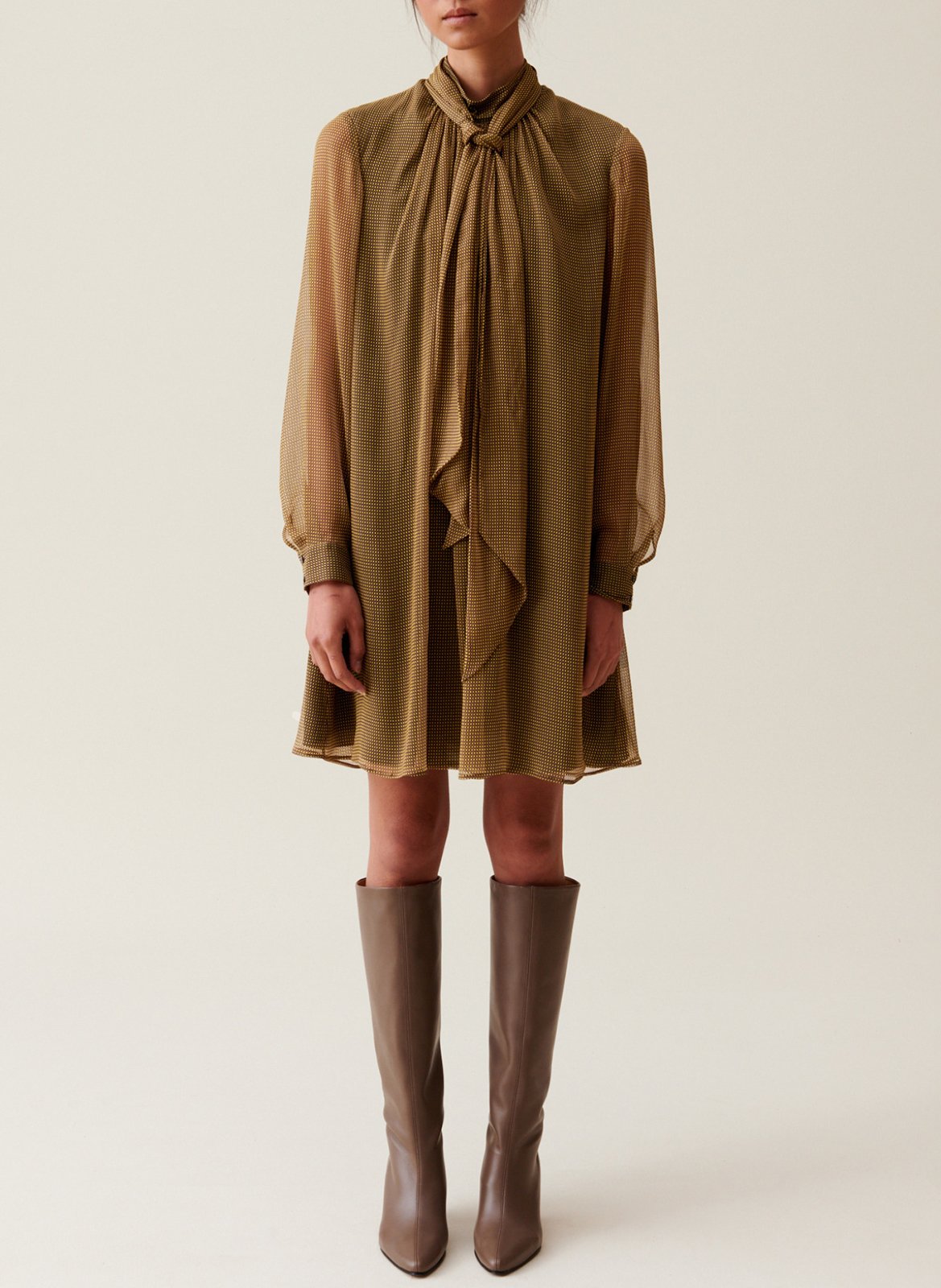 Robe courte col lavallière  CLAUDIE PIERLOT Jaune