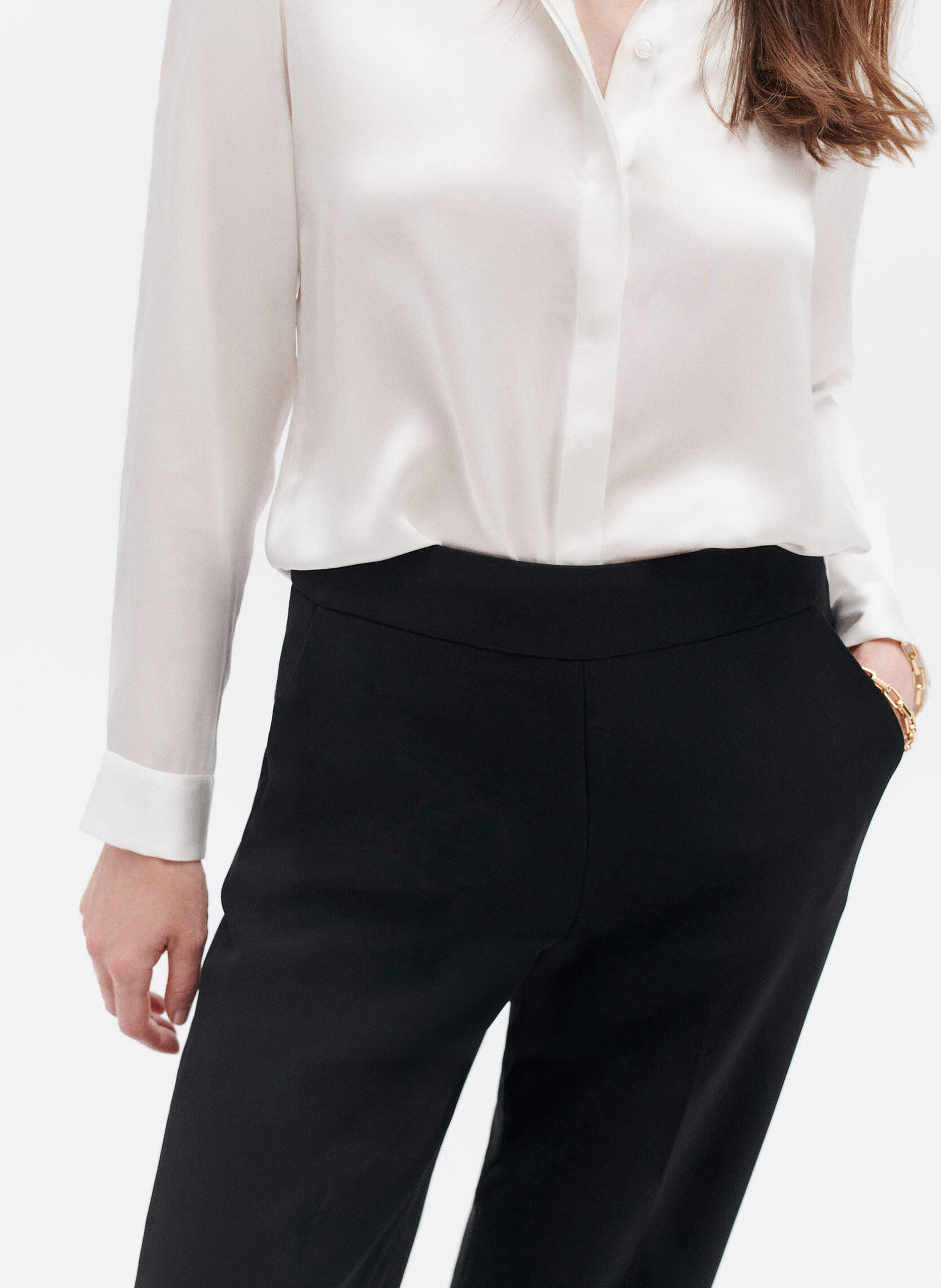 Chemise en soie col classique CAROLL Beige