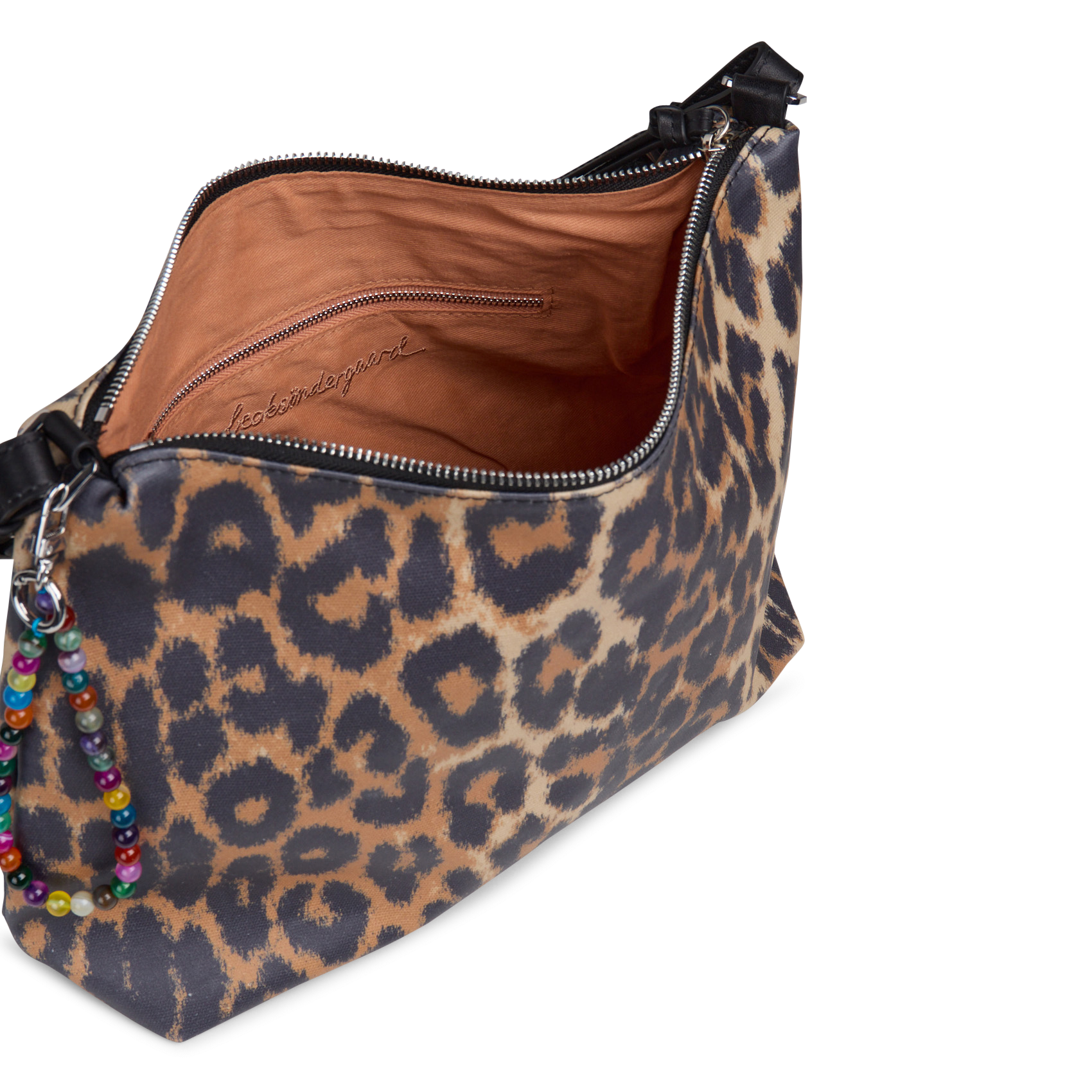 Schoudertas met luipaardprint van katoen BECKSONDERGAARD Zwart