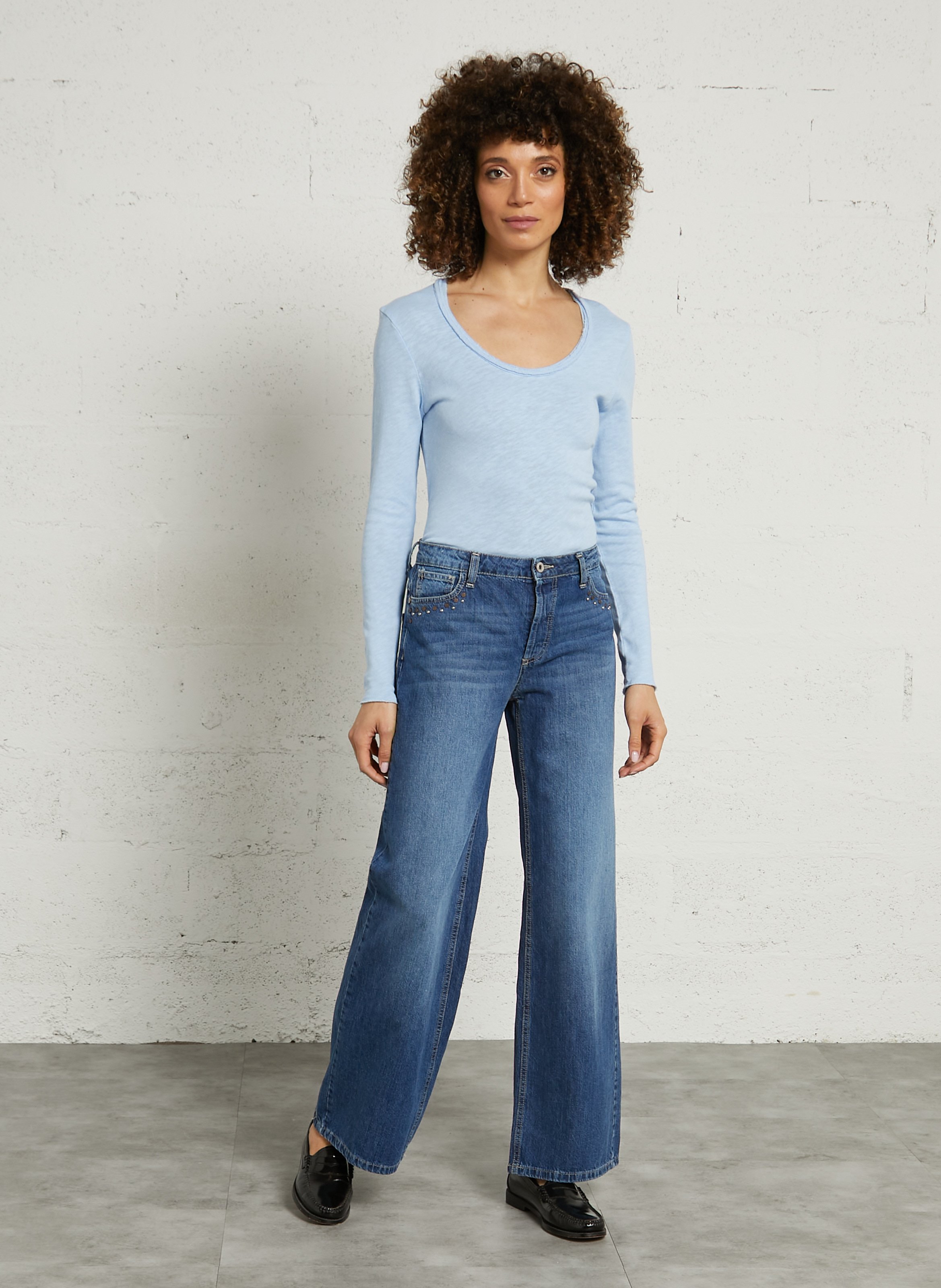 JEan large en coton PLEASE Bleu