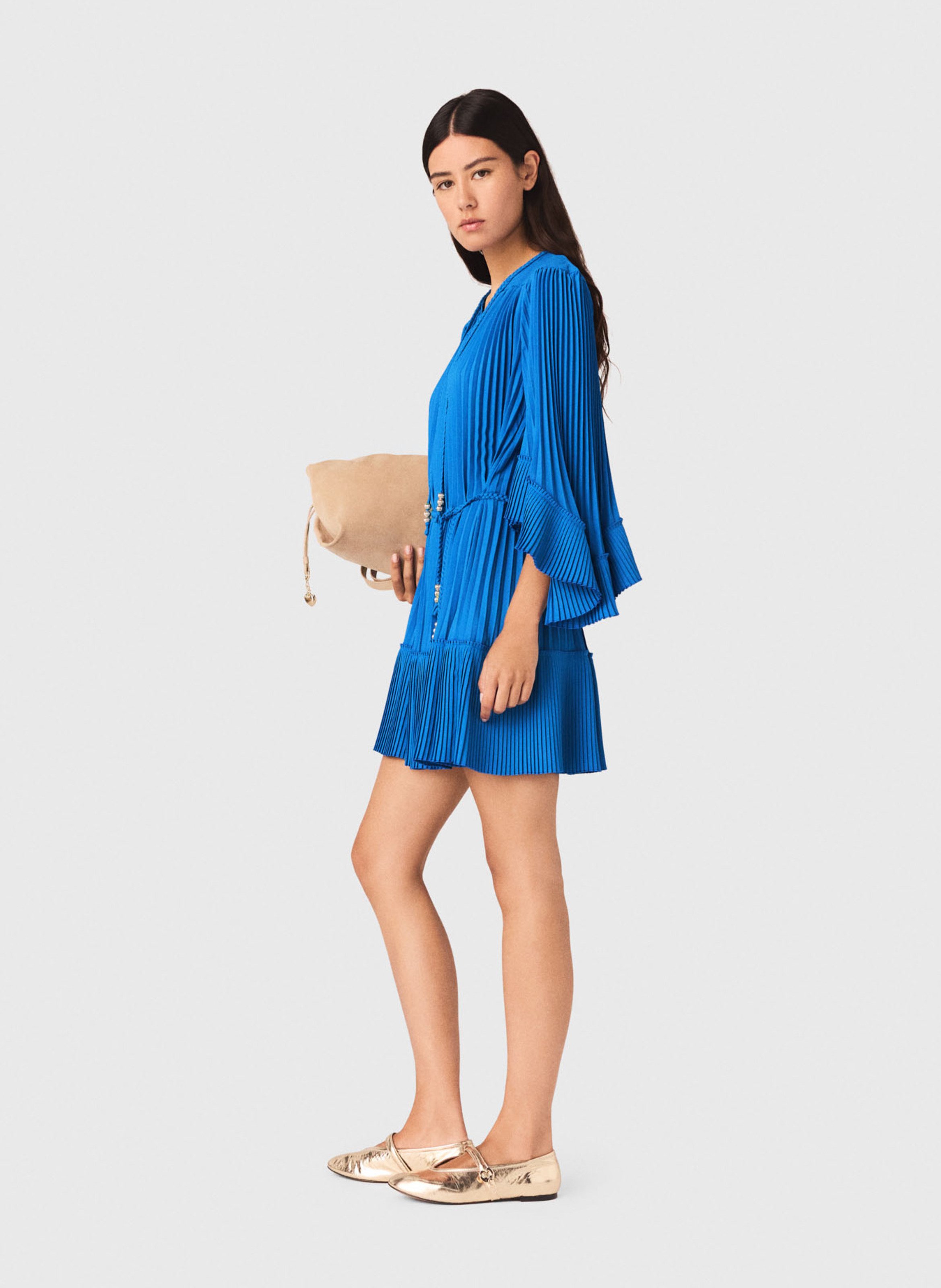 Pleated dress MAJE Blue