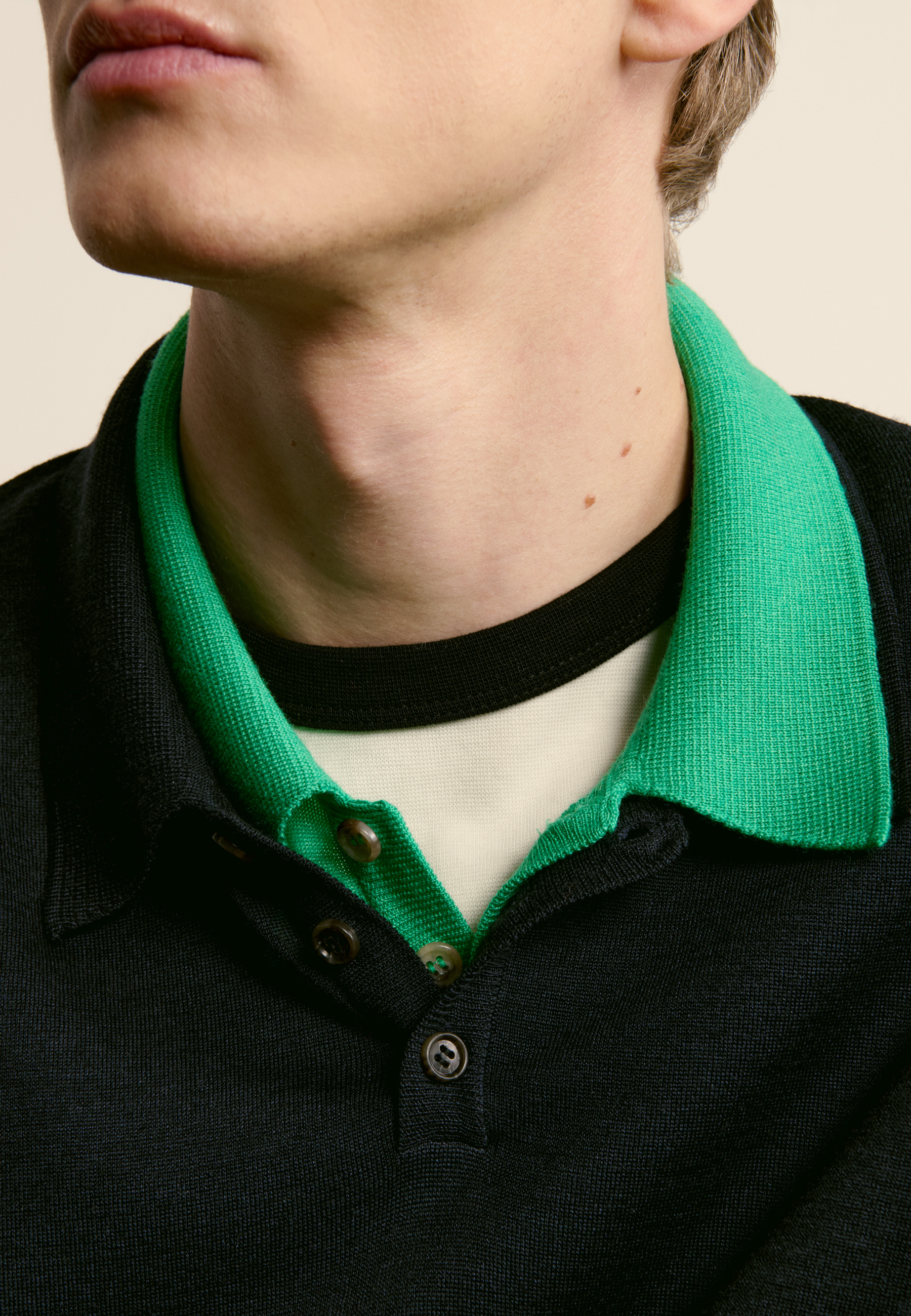 Wool and silk polo neck sweater MAISON MONTAGUT Blue