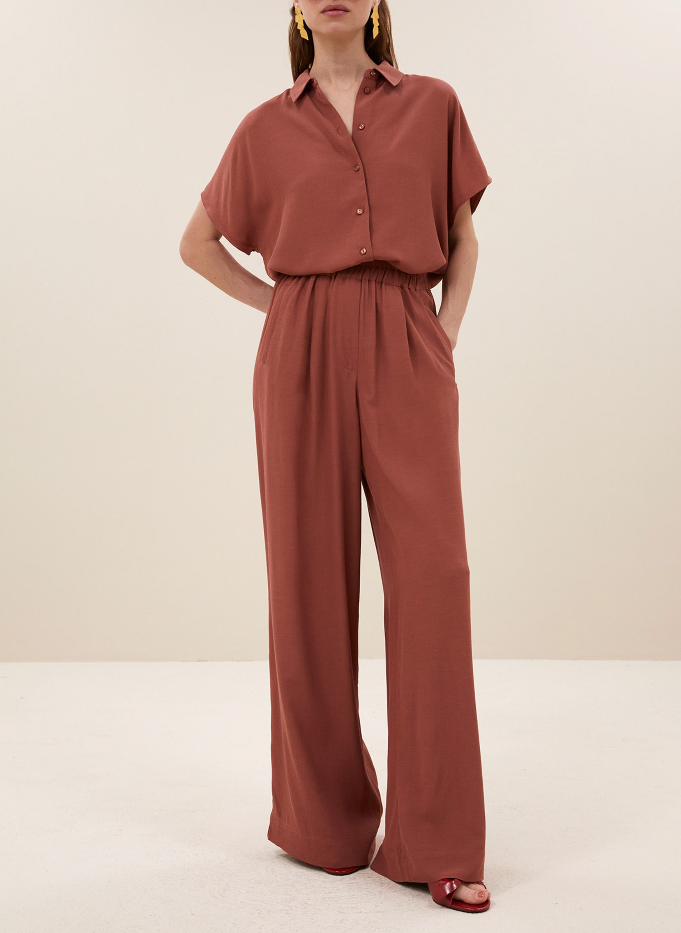 Wide-leg pants with braces BY BAR Pink