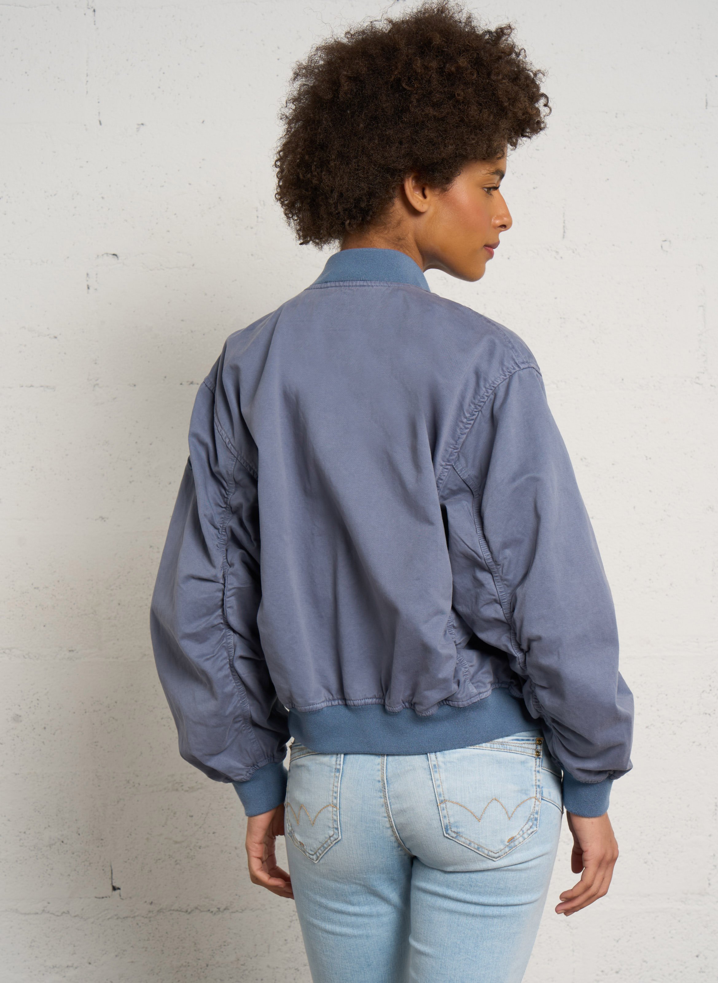 Oversized cotton teddy collar jacket SCHOTT Blue