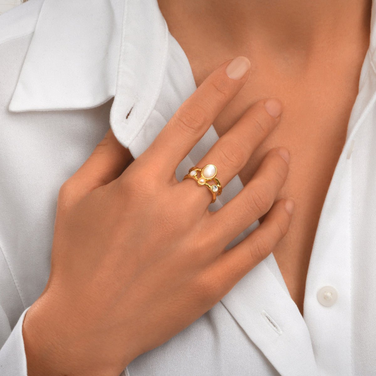 Ajustable doré à l'or fin SATELLITE PARIS Blanc