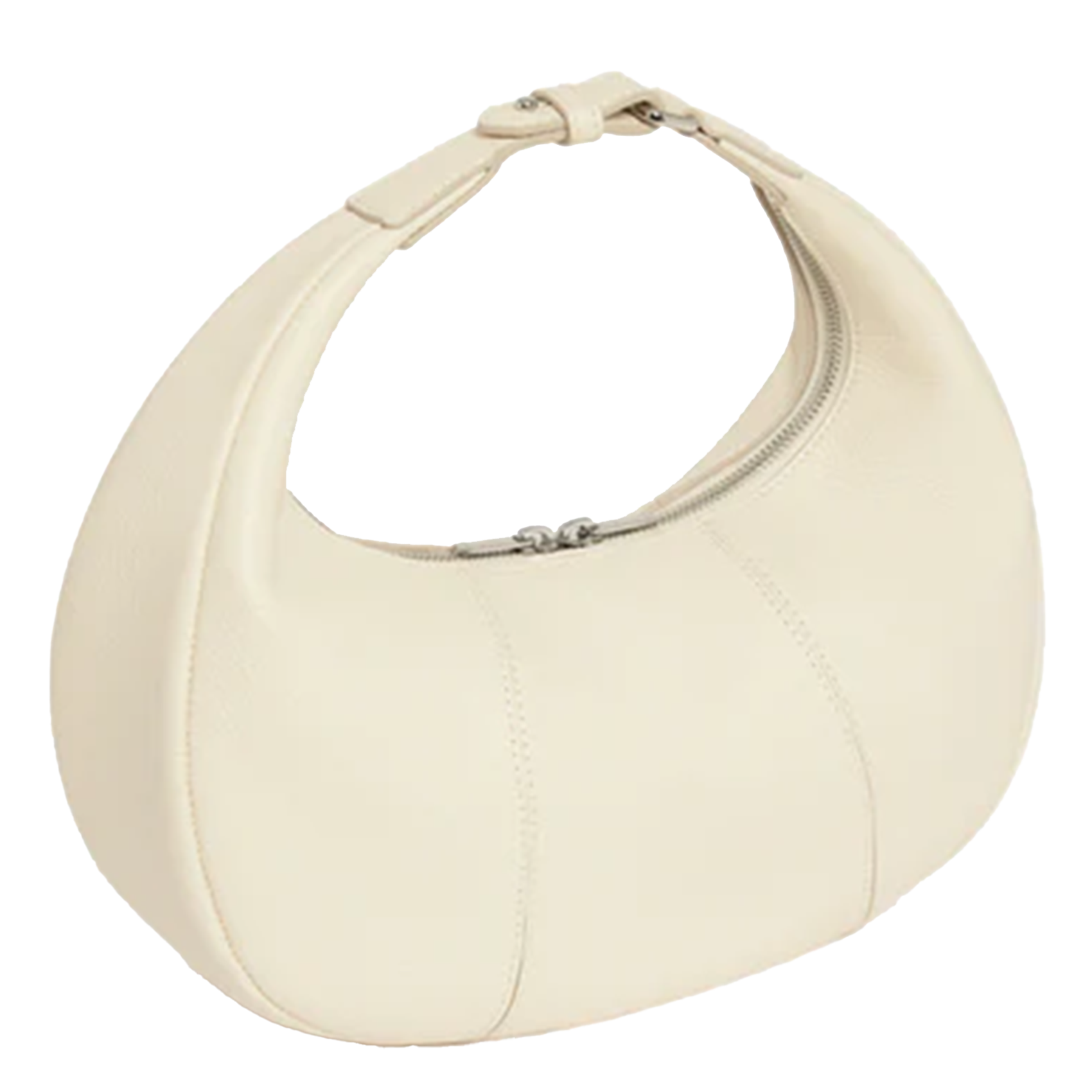 Kleine hobo tas met rits in korrelig leer LE TANNEUR Wit