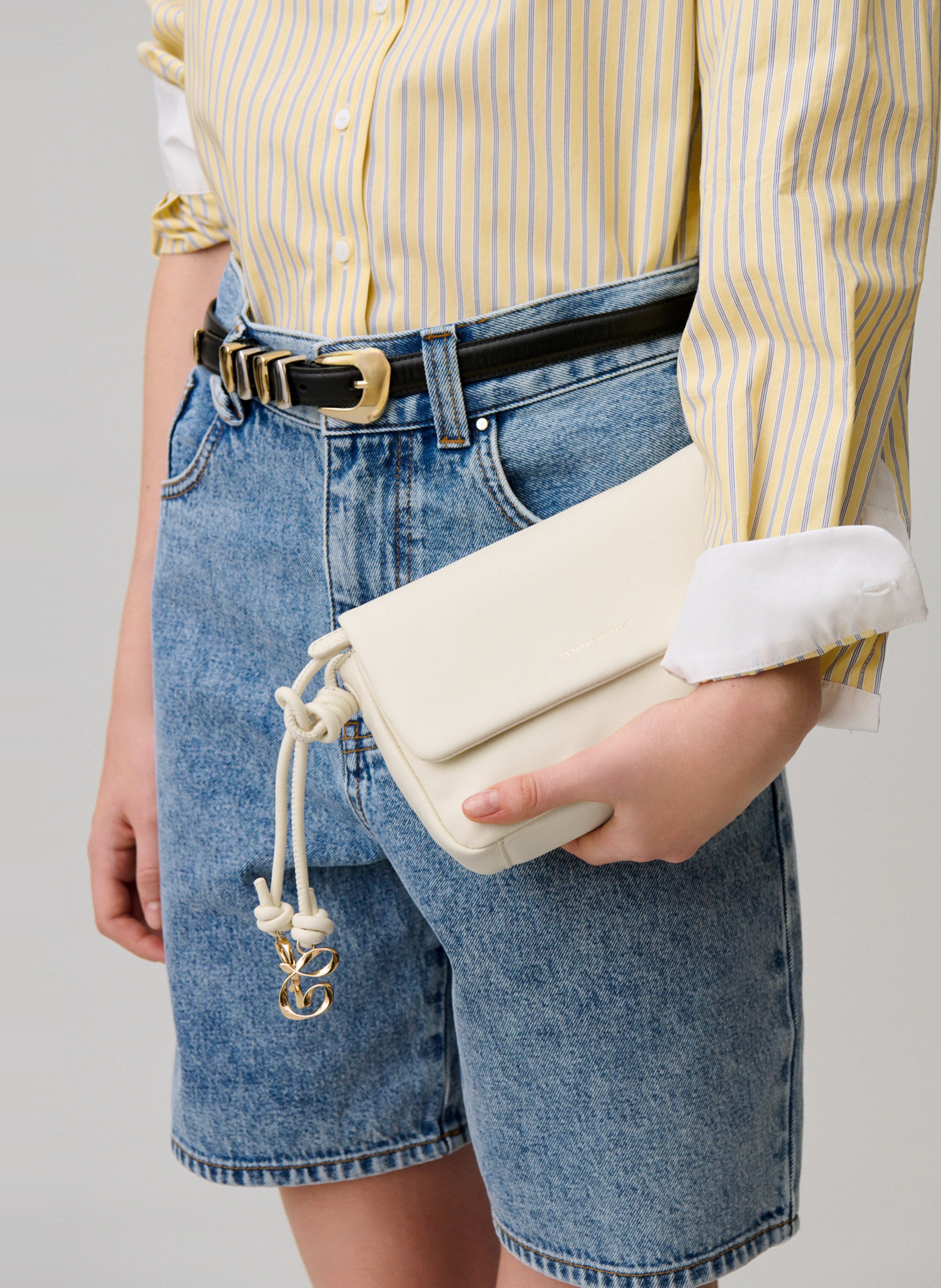 Sac bandoulière en cuir CLAUDIE PIERLOT Beige