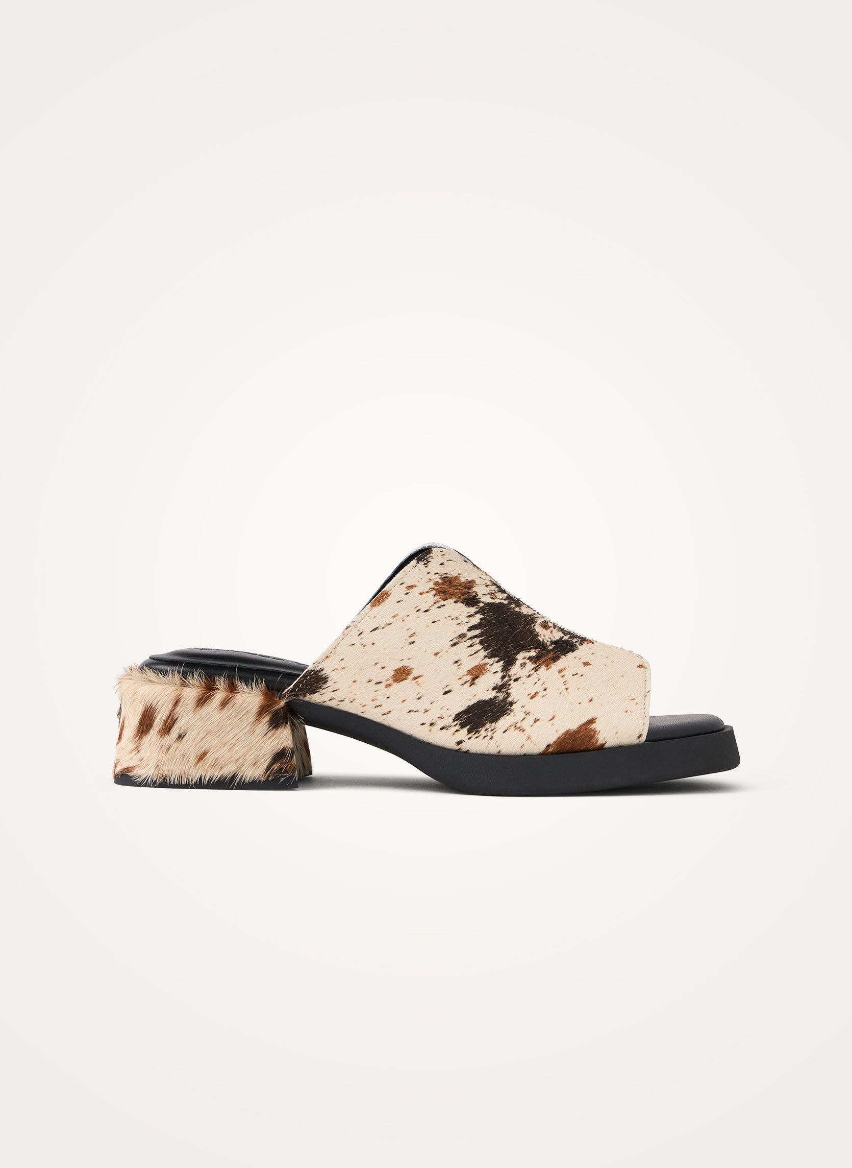 Cow print pony hair effect mules with heel VANESSA WU Multicolored