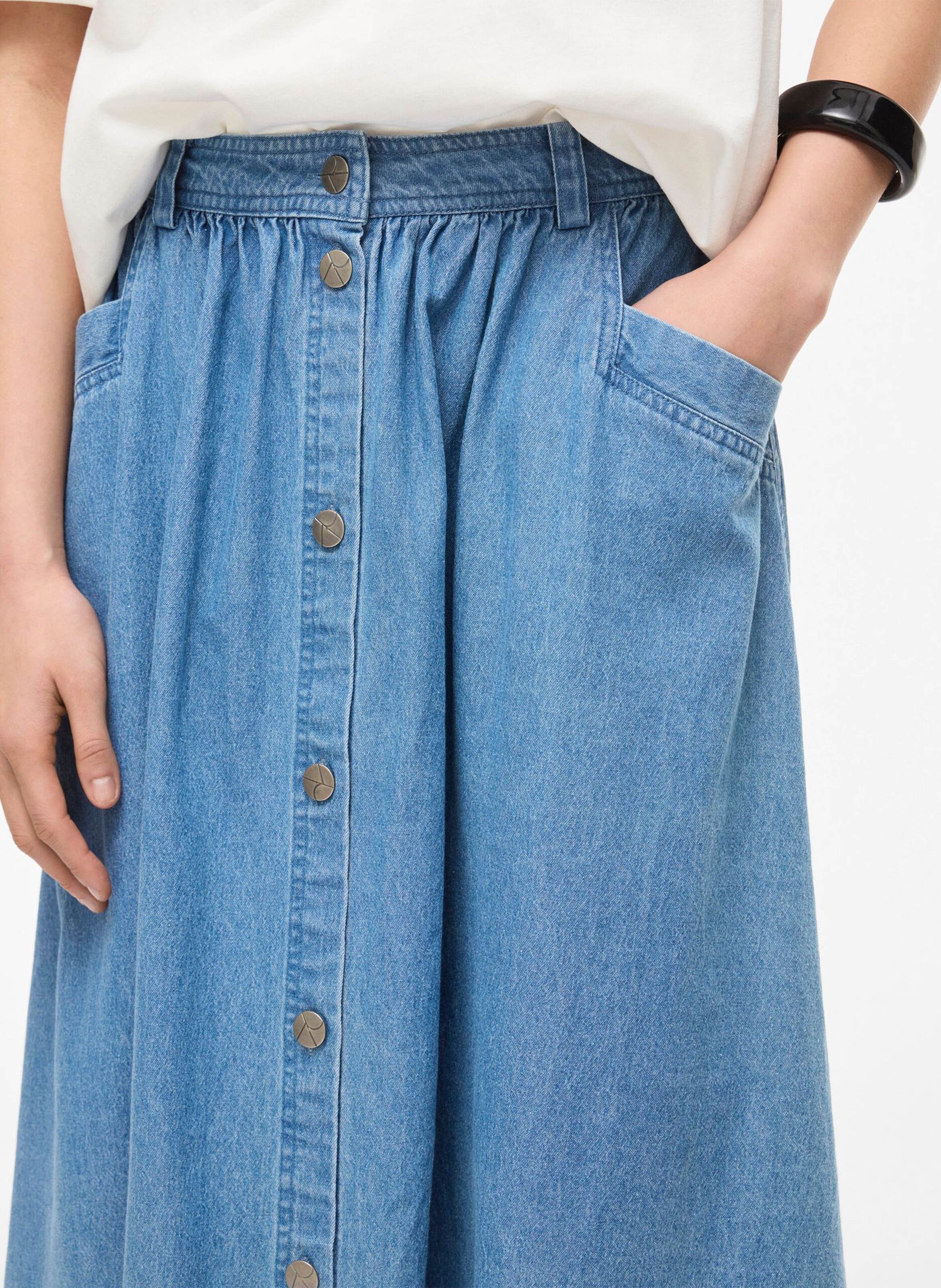 Jupe longue ample en coton ROUGE EDIT Bleu